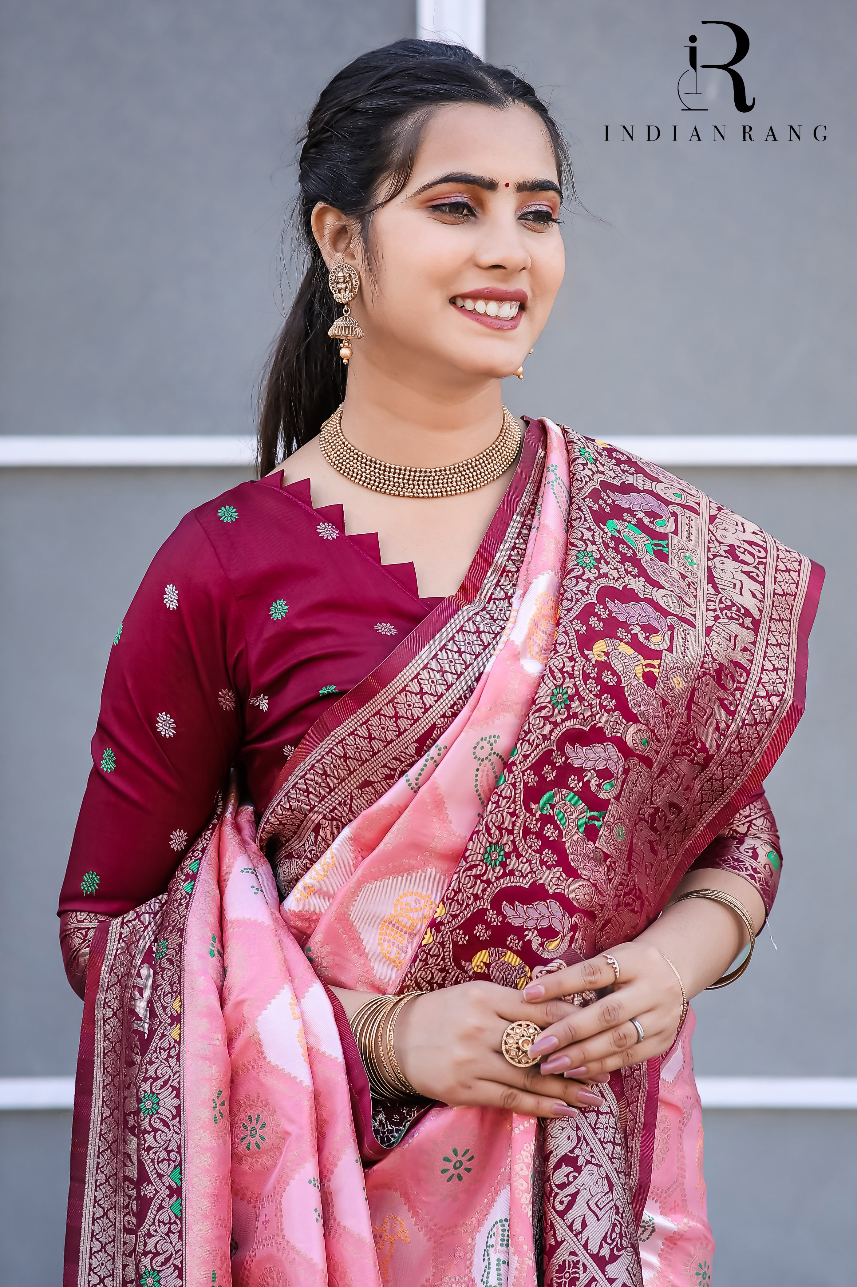 Pure Dola Silk Fancy Designer Pink Saree