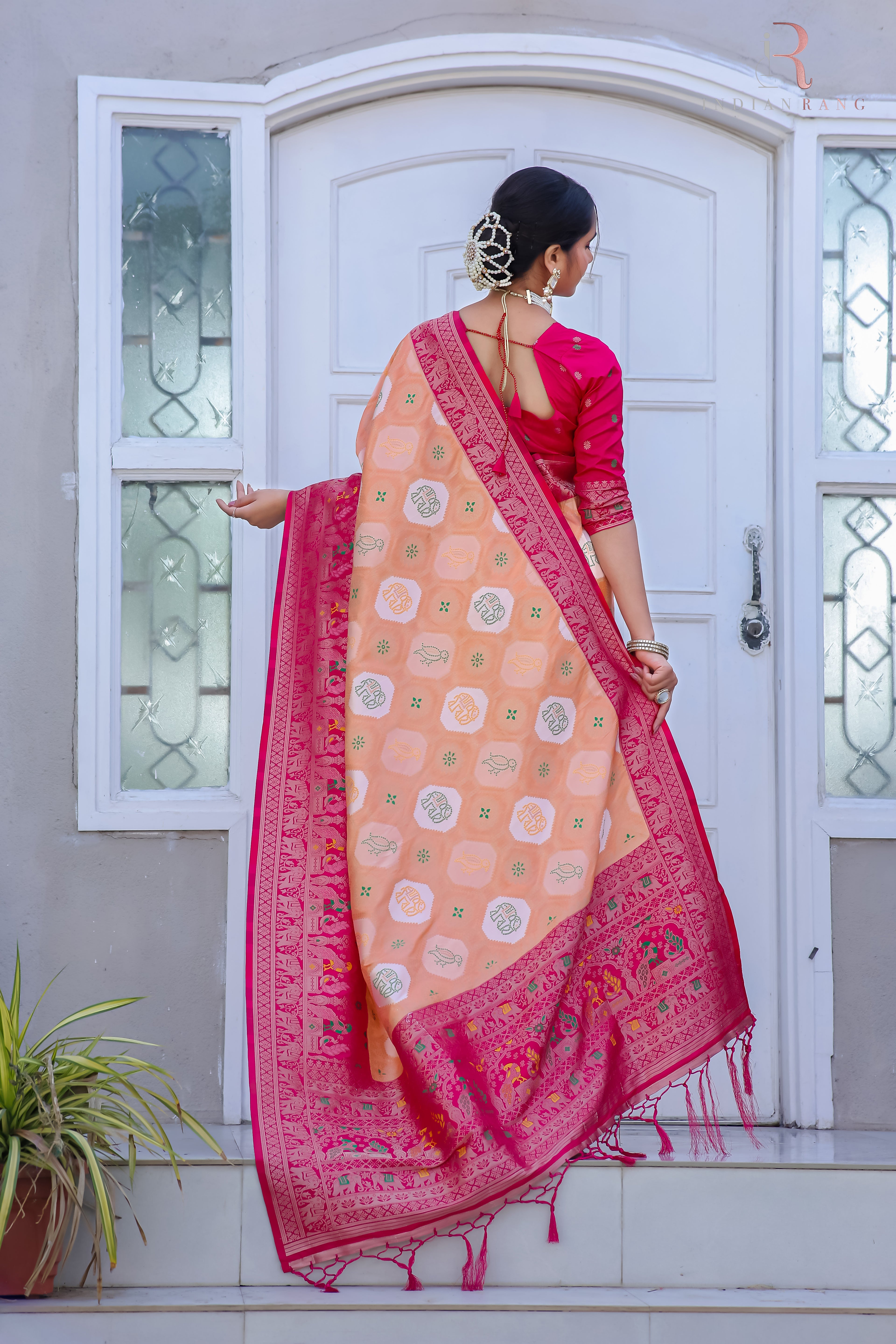 Dola Silk Latest Design Soft Orange Saree