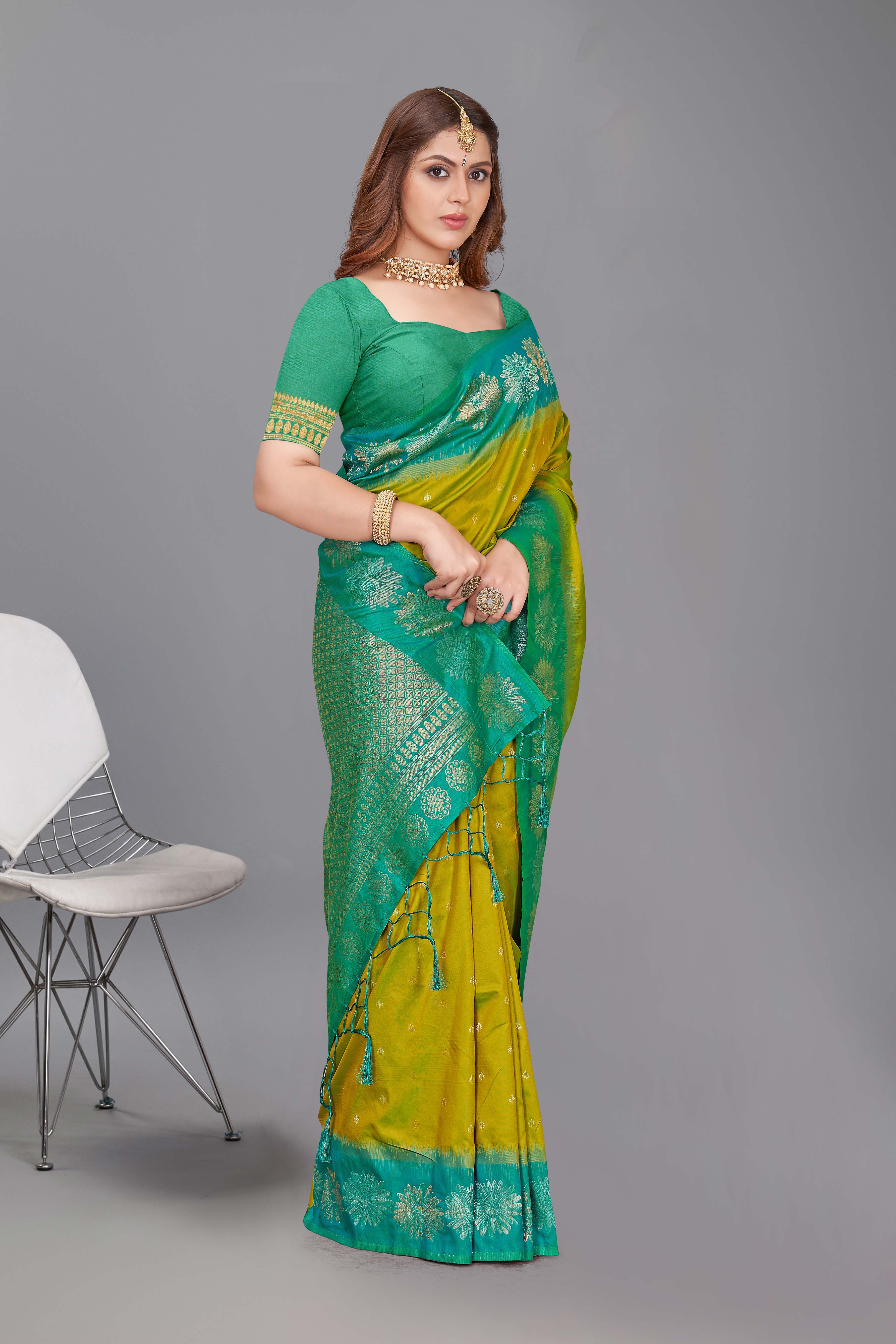 New Design Pure Silk Green Saree