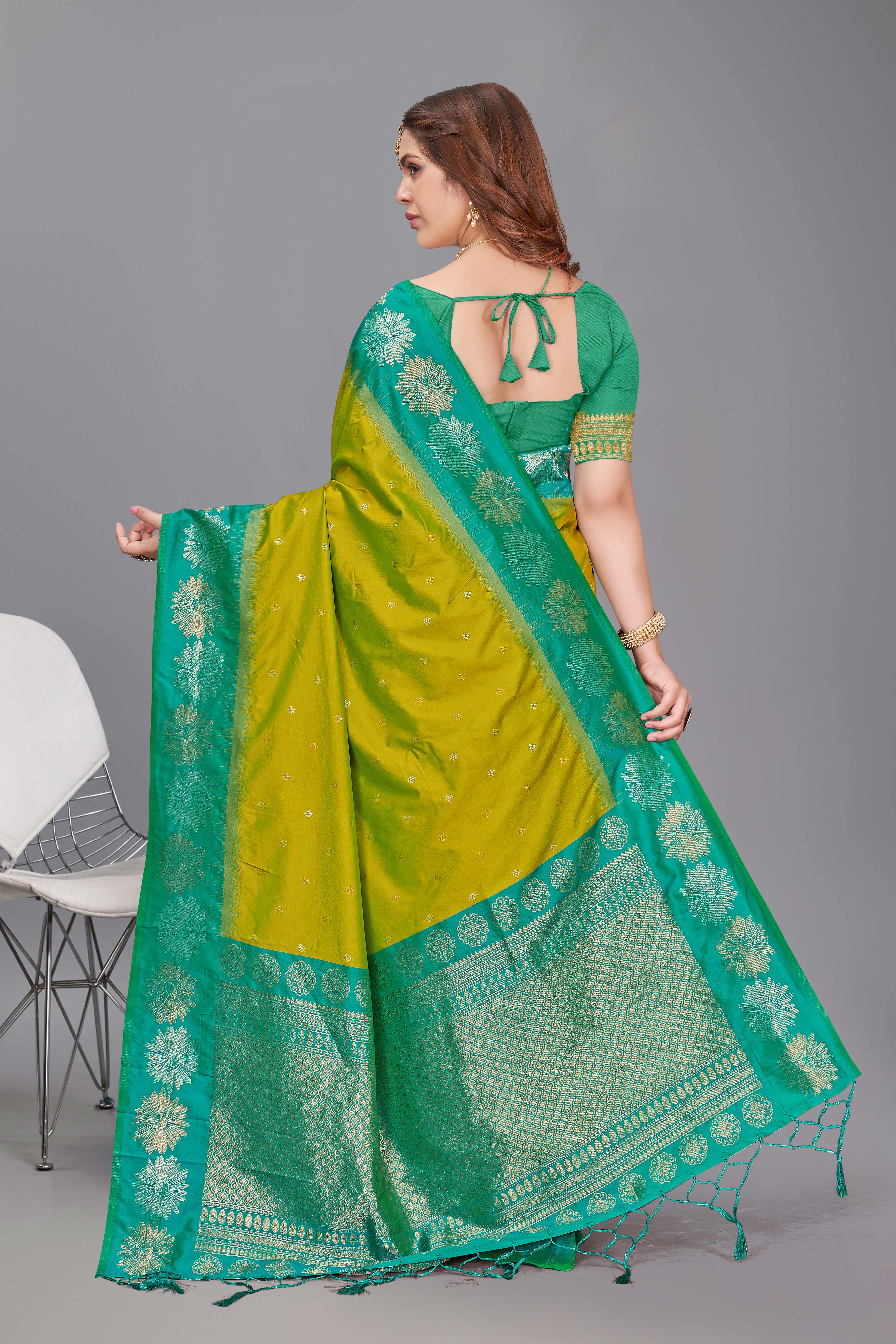 New Design Pure Silk Green Saree