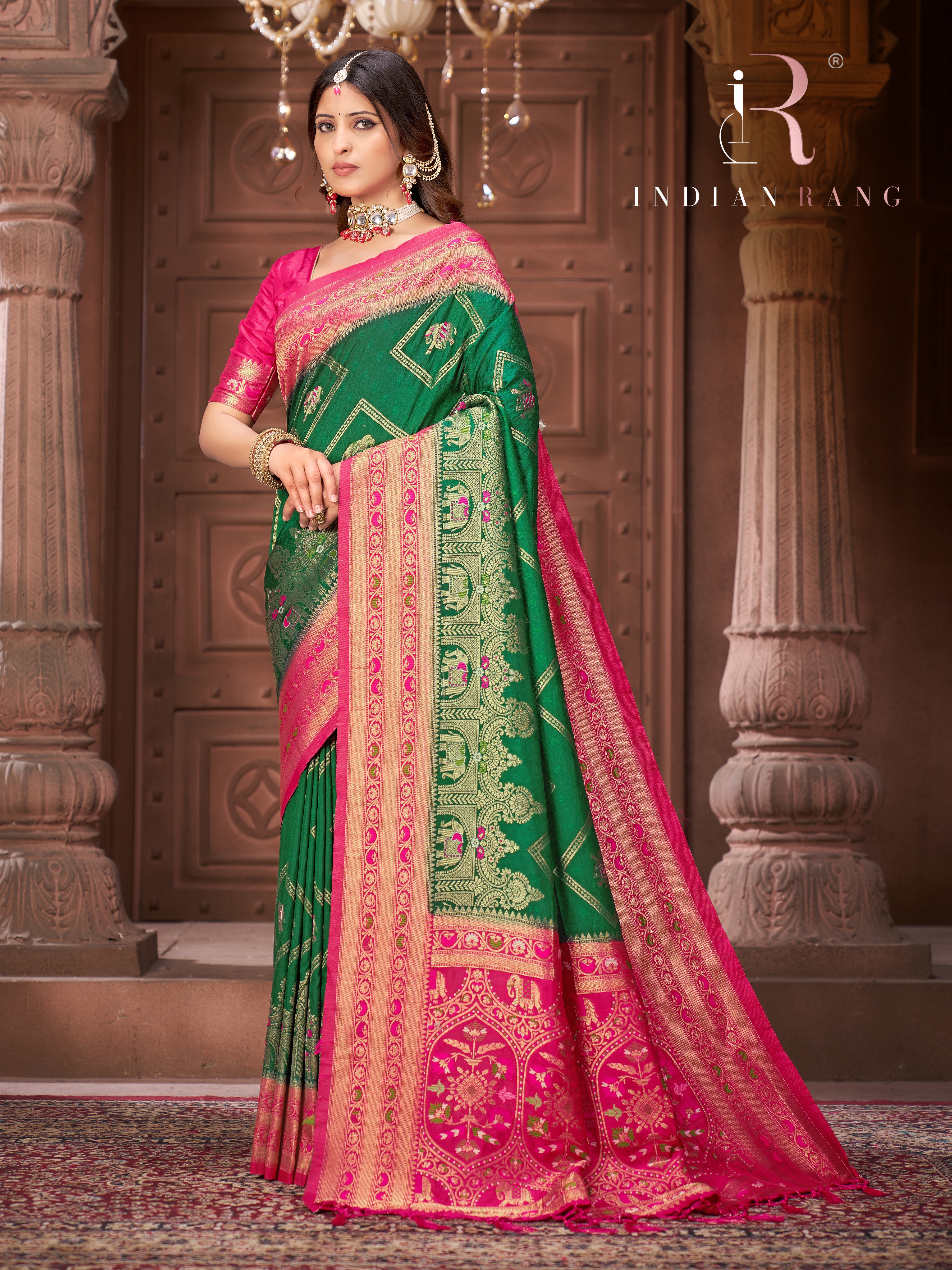 Gorgeous Green Mysore Silk Fancy Saree