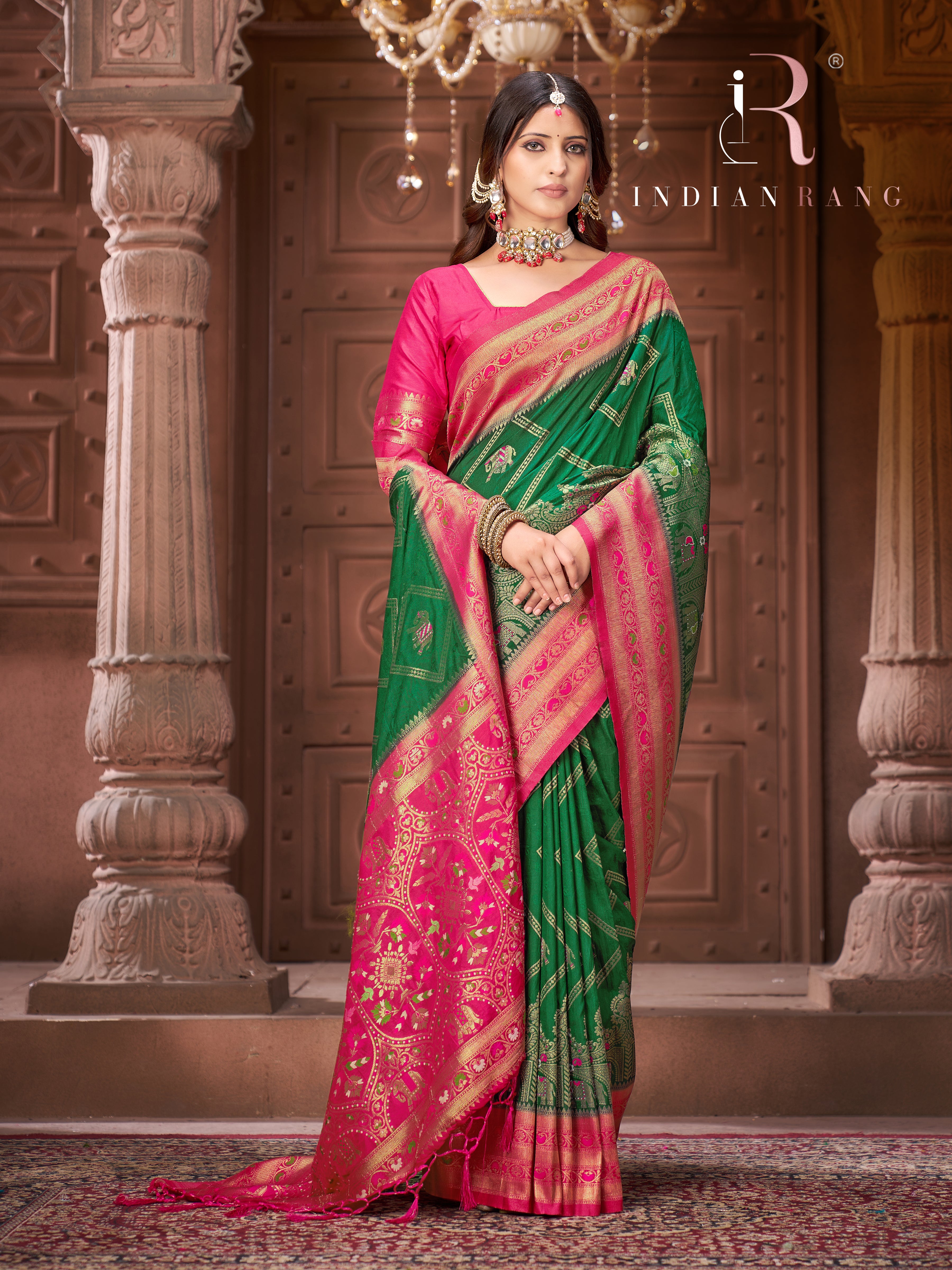 Gorgeous Green Mysore Silk Fancy Saree