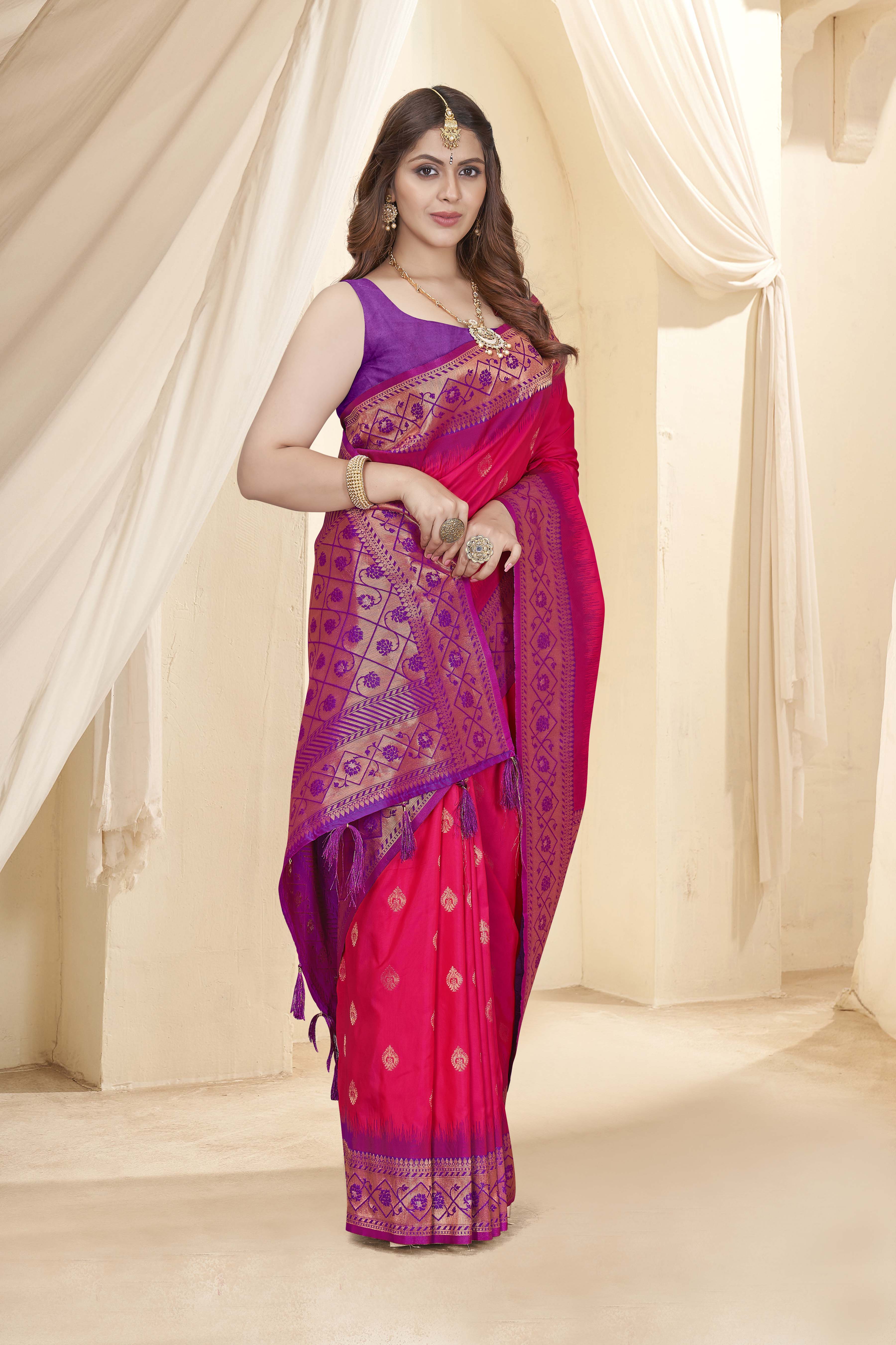 Party Wear Pure Silk Red Saree