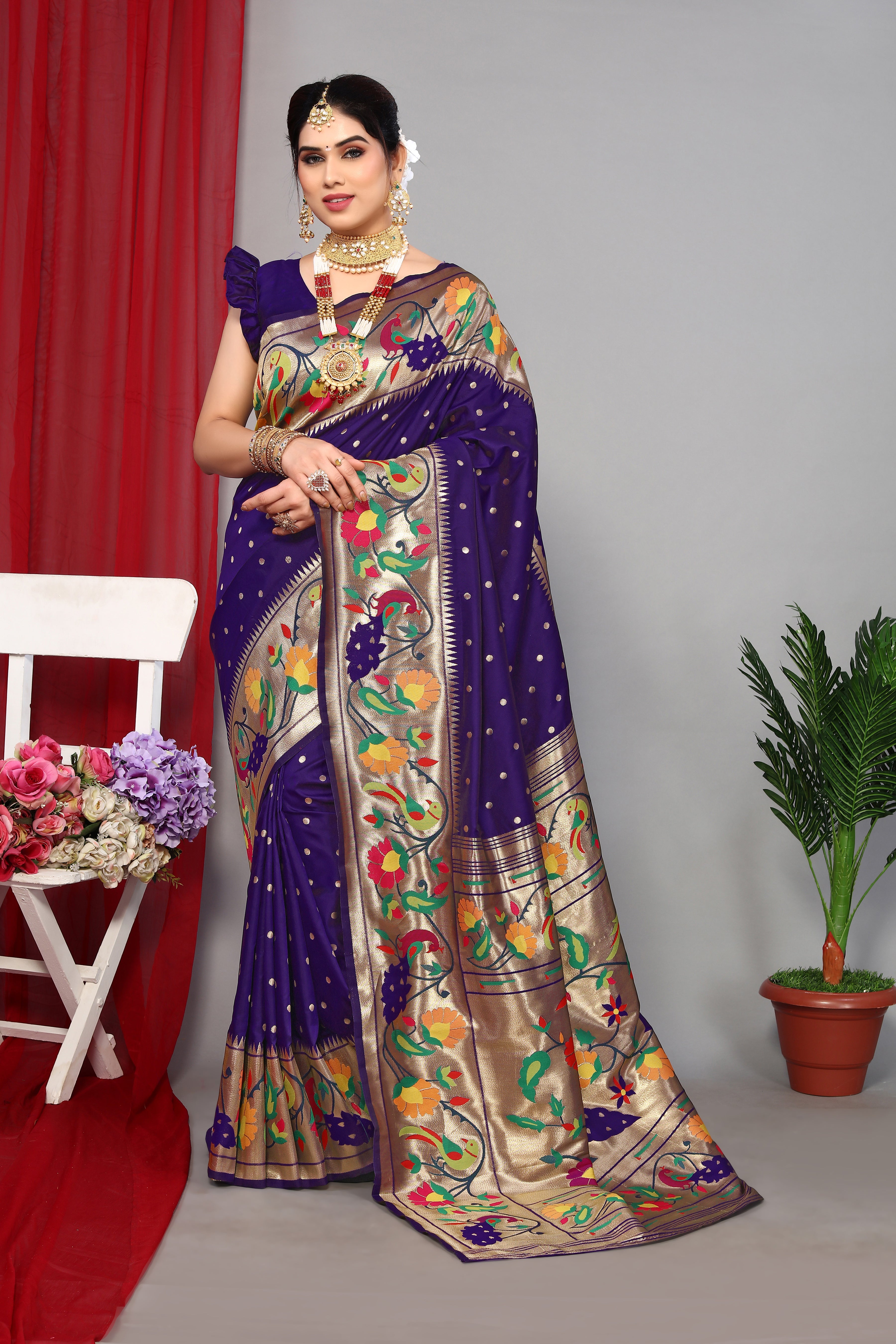 New Lunch Paithani Silk Roya Blue Saree