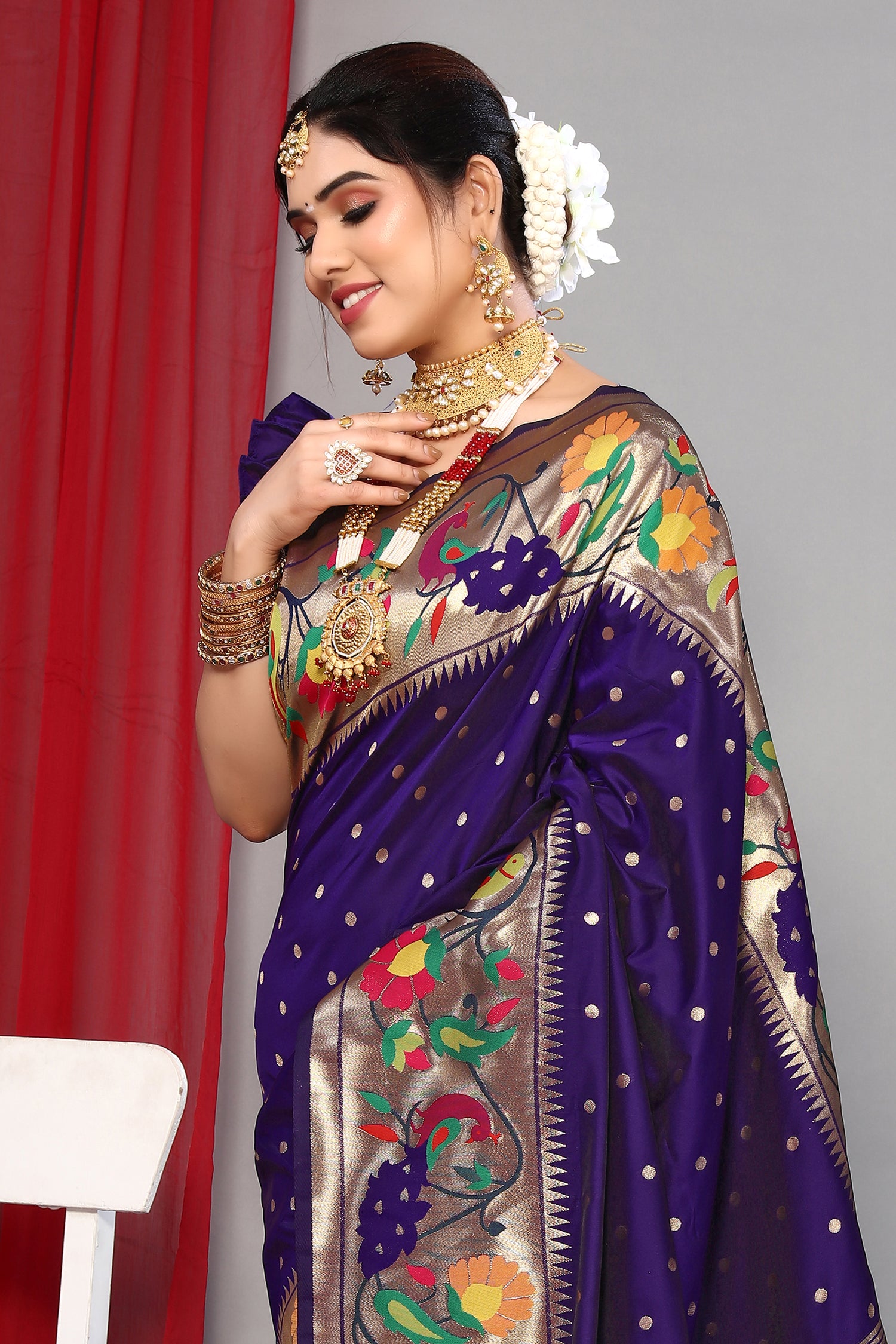 New Lunch Paithani Silk Roya Blue Saree