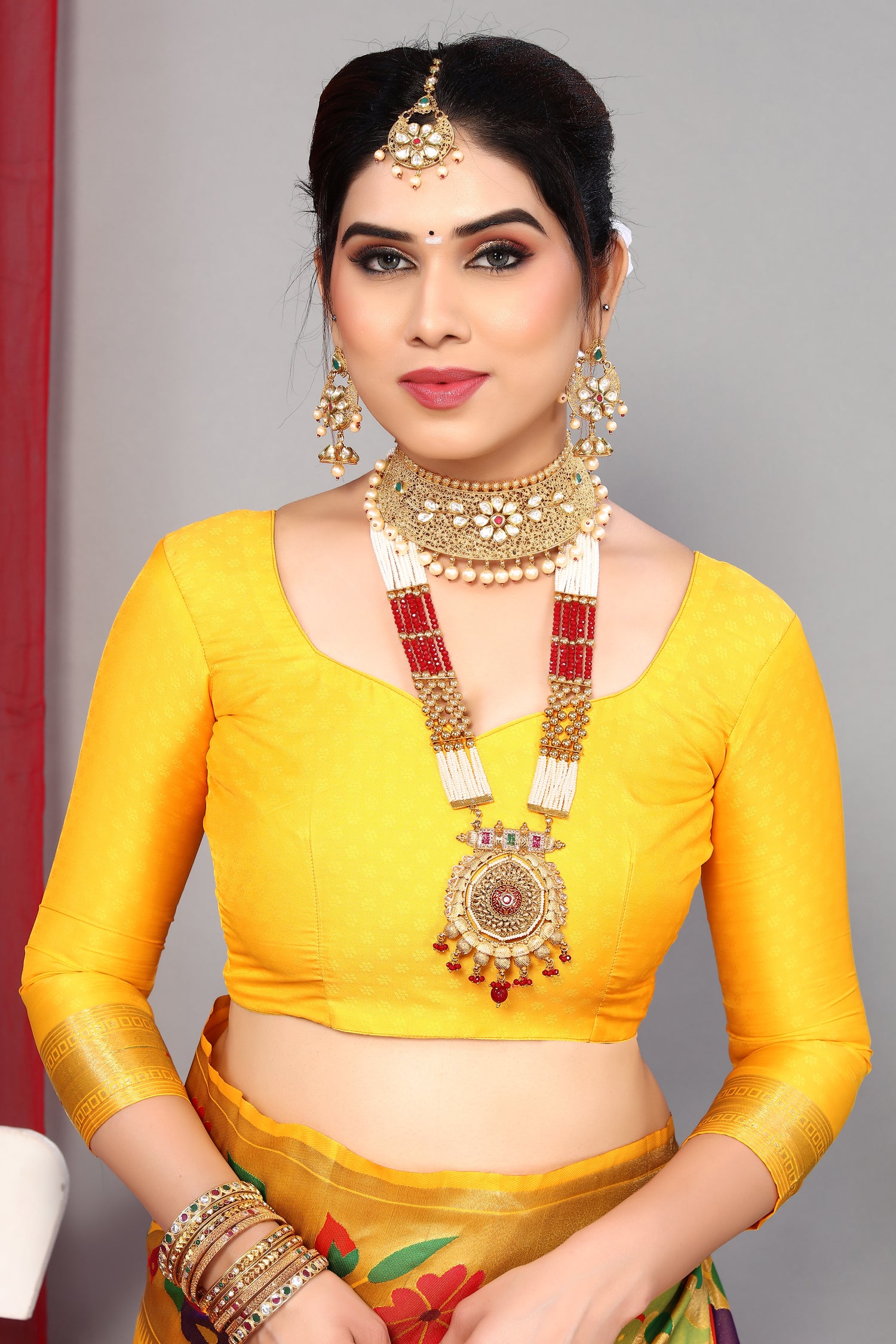 Fancy Look Party Wear Yellow Color Saree