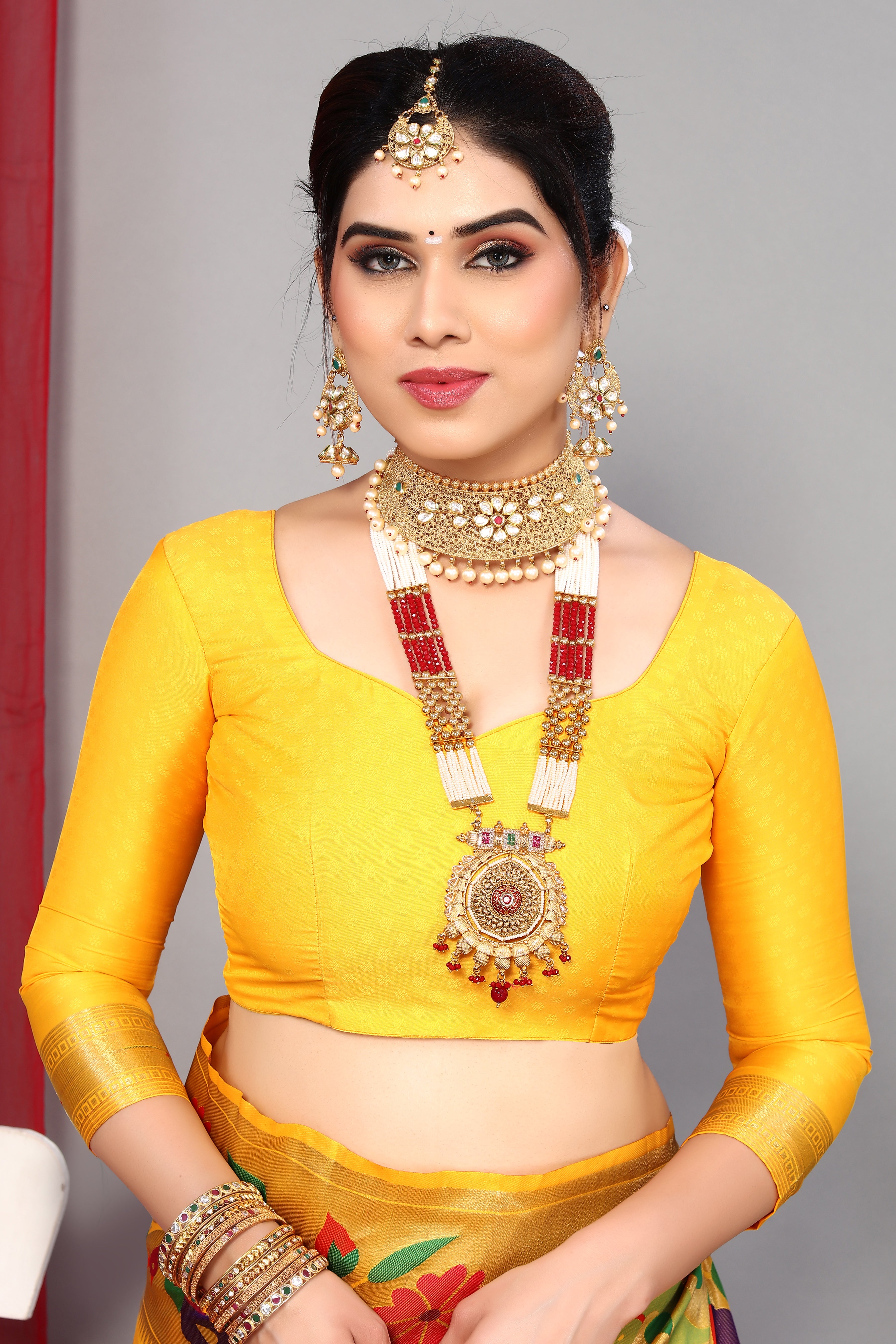 Fancy Look Party Wear Yellow Color Saree