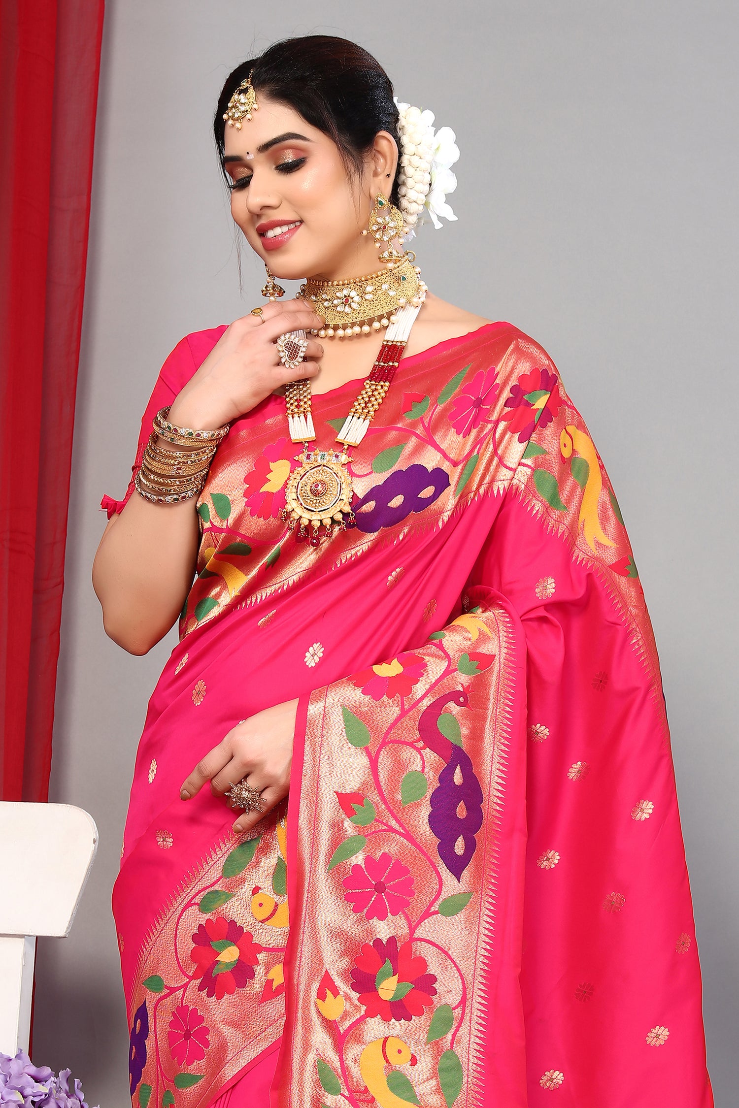 Paithani Silk New Collection Pink Color Saree