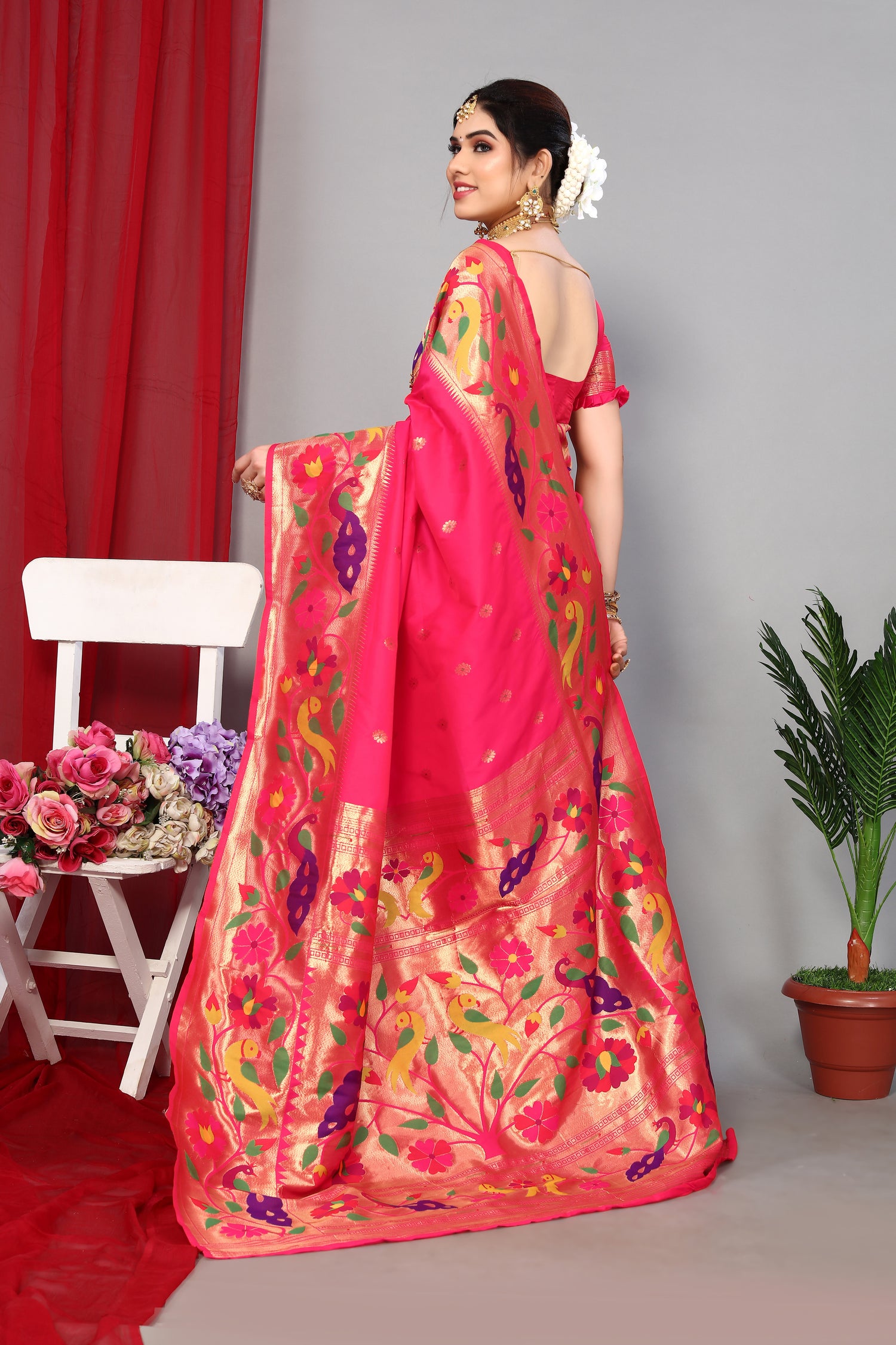Paithani Silk New Collection Pink Color Saree