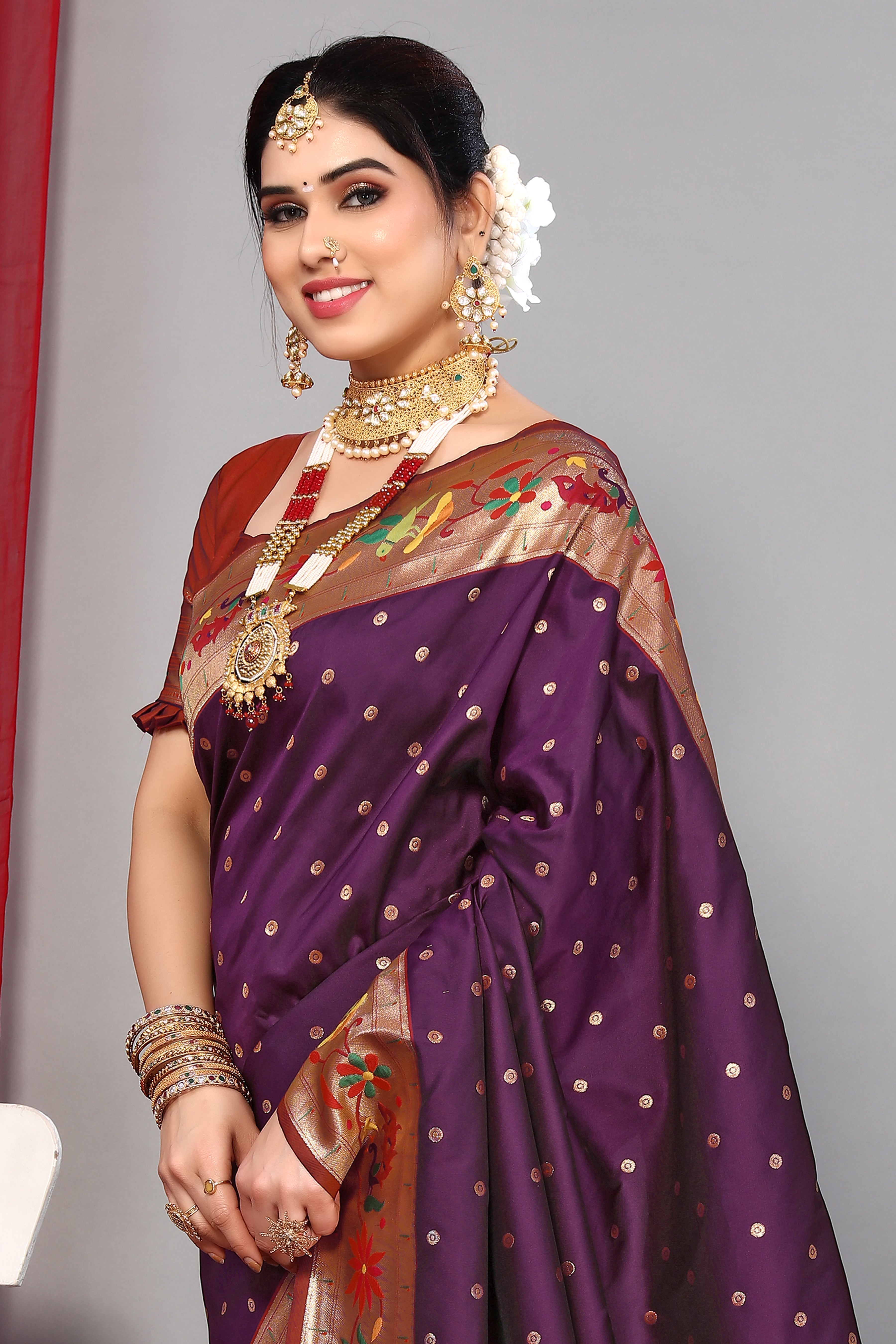 Purple Color Latest Heavy Paithani Silk Saree