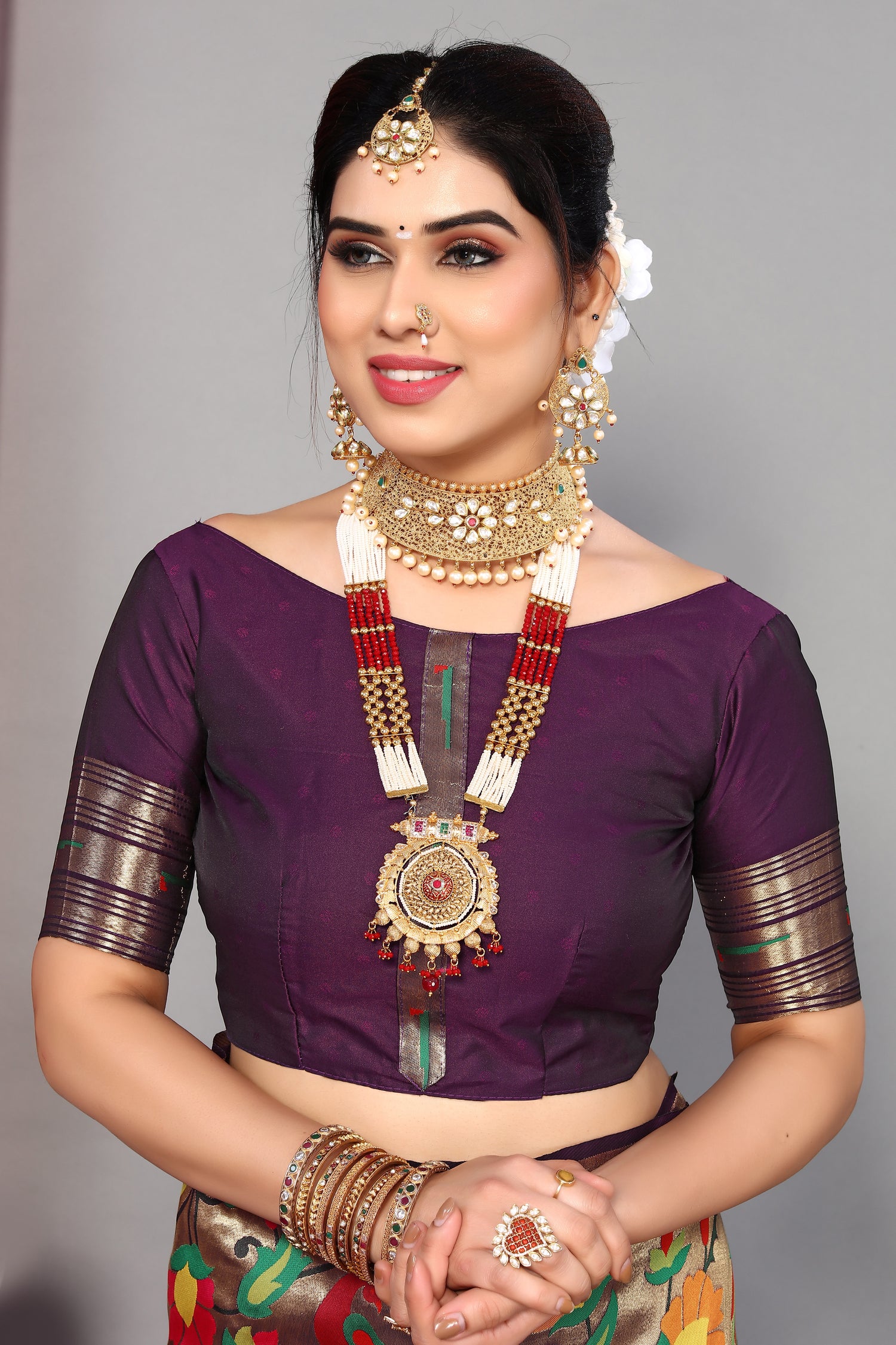 Elegance Purple Color Heavy Paithani Silk Saree