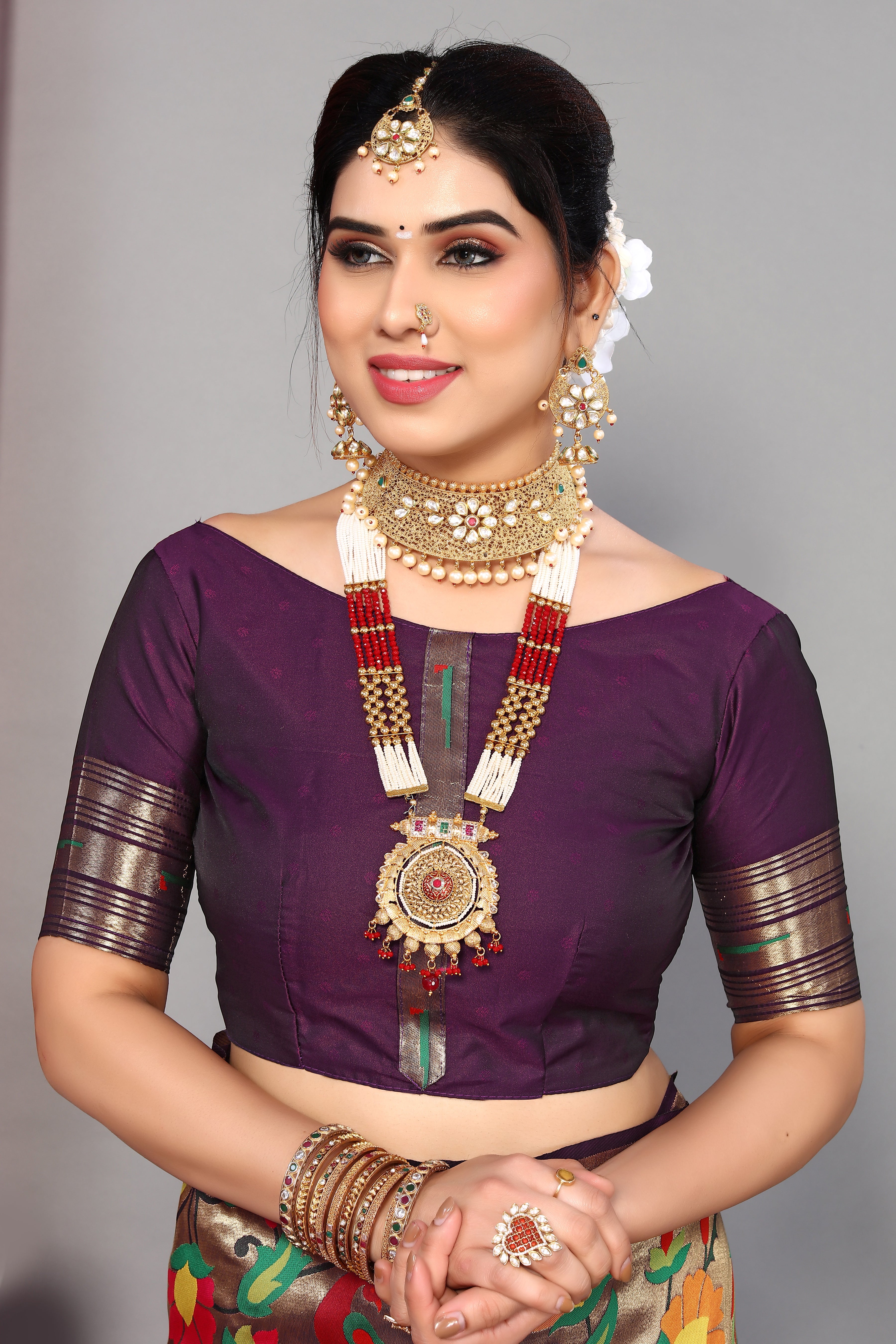 Elegance Purple Color Heavy Paithani Silk Saree