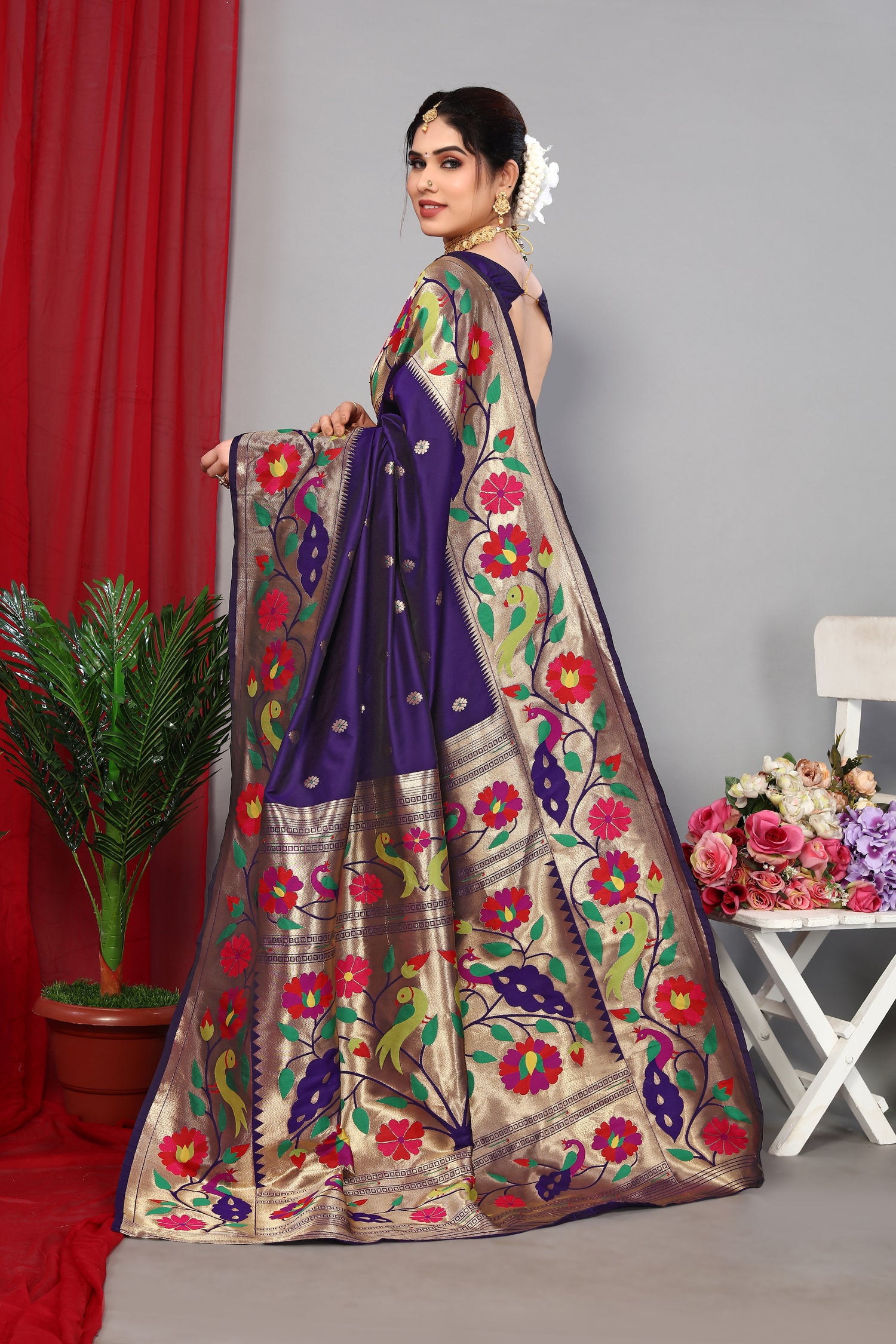 Paithani Silk Blue Color Classy Saree