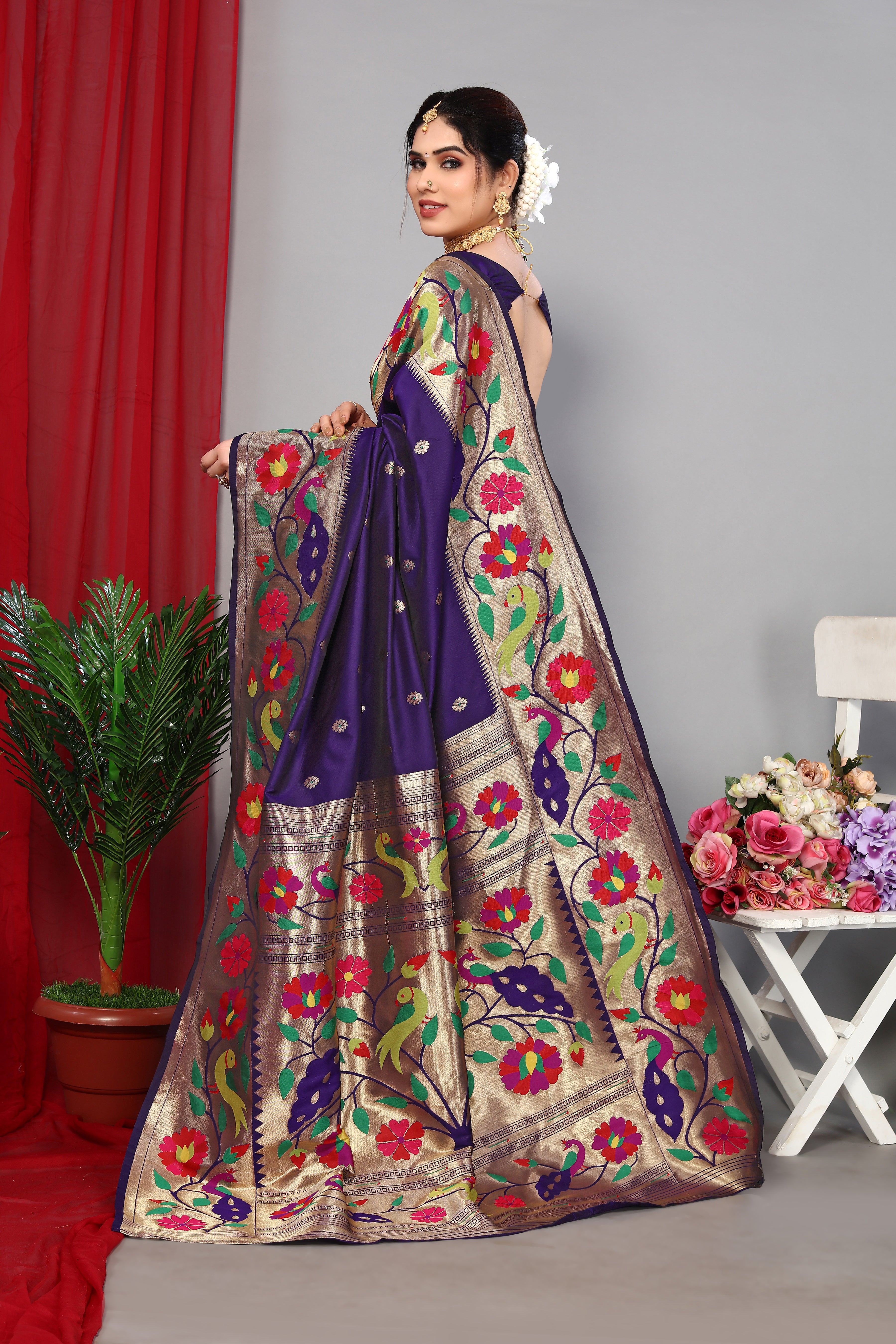 Paithani Silk Blue Color Classy Saree