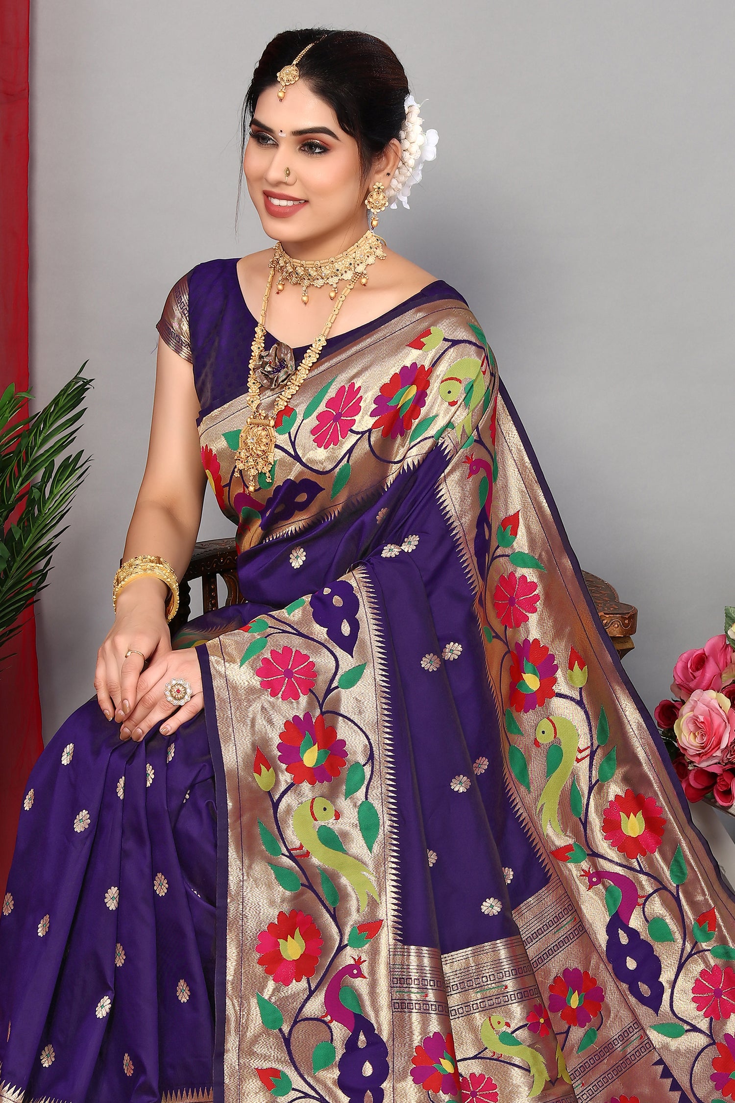 Paithani Silk Blue Color Classy Saree