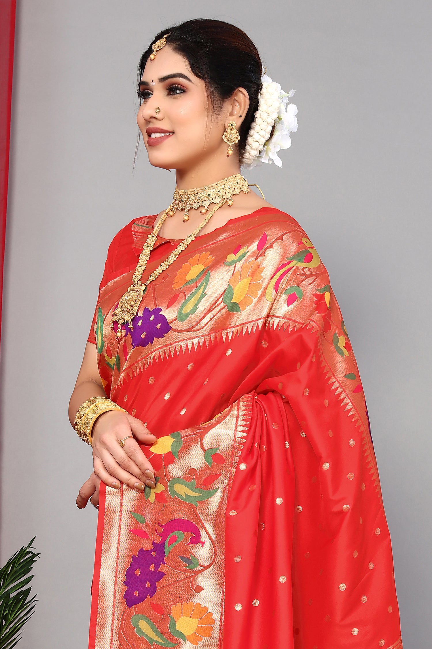 Red Color Beautiful Paithani Silk Saree