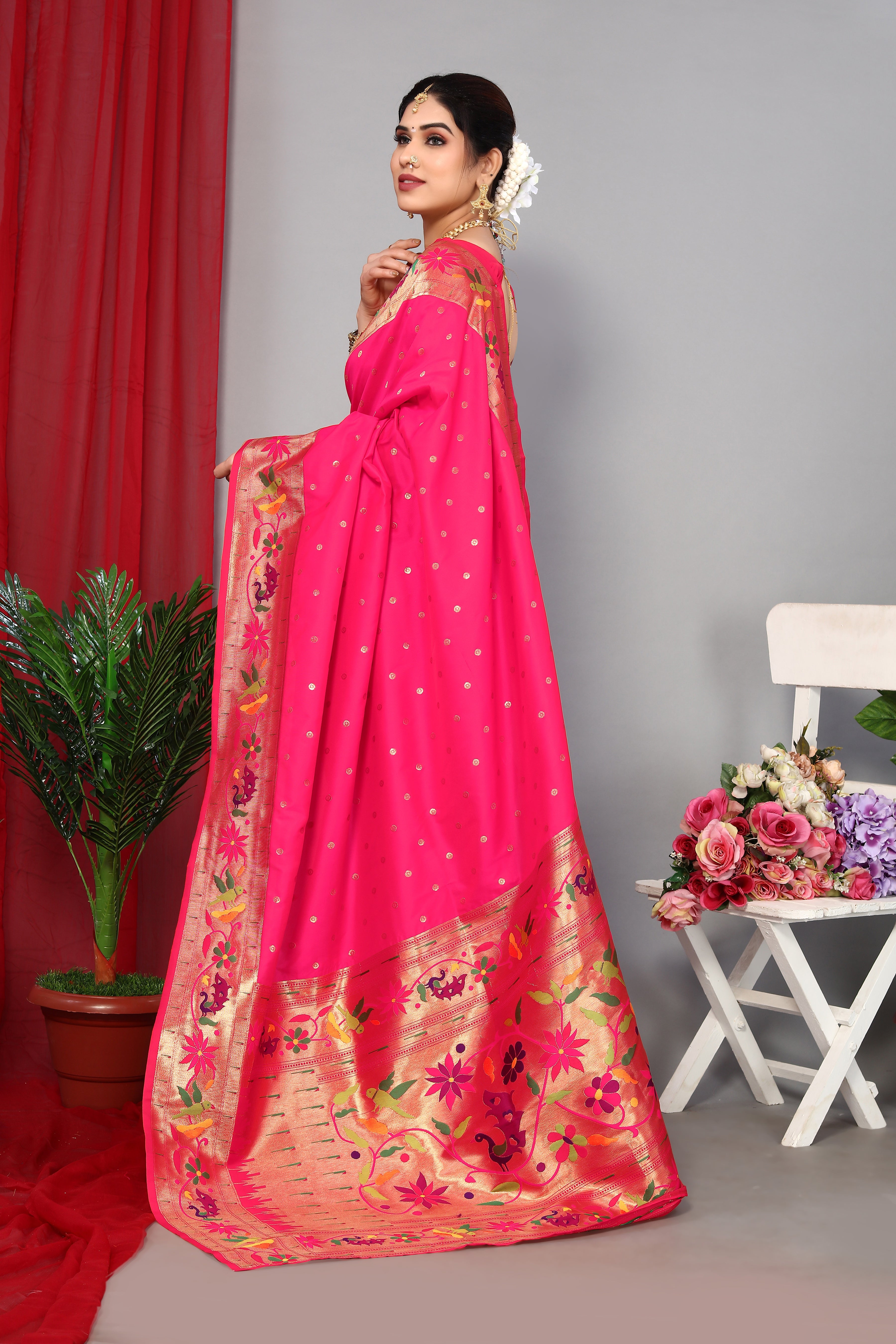 Beautiful Pink Color Paithani Silk Saree