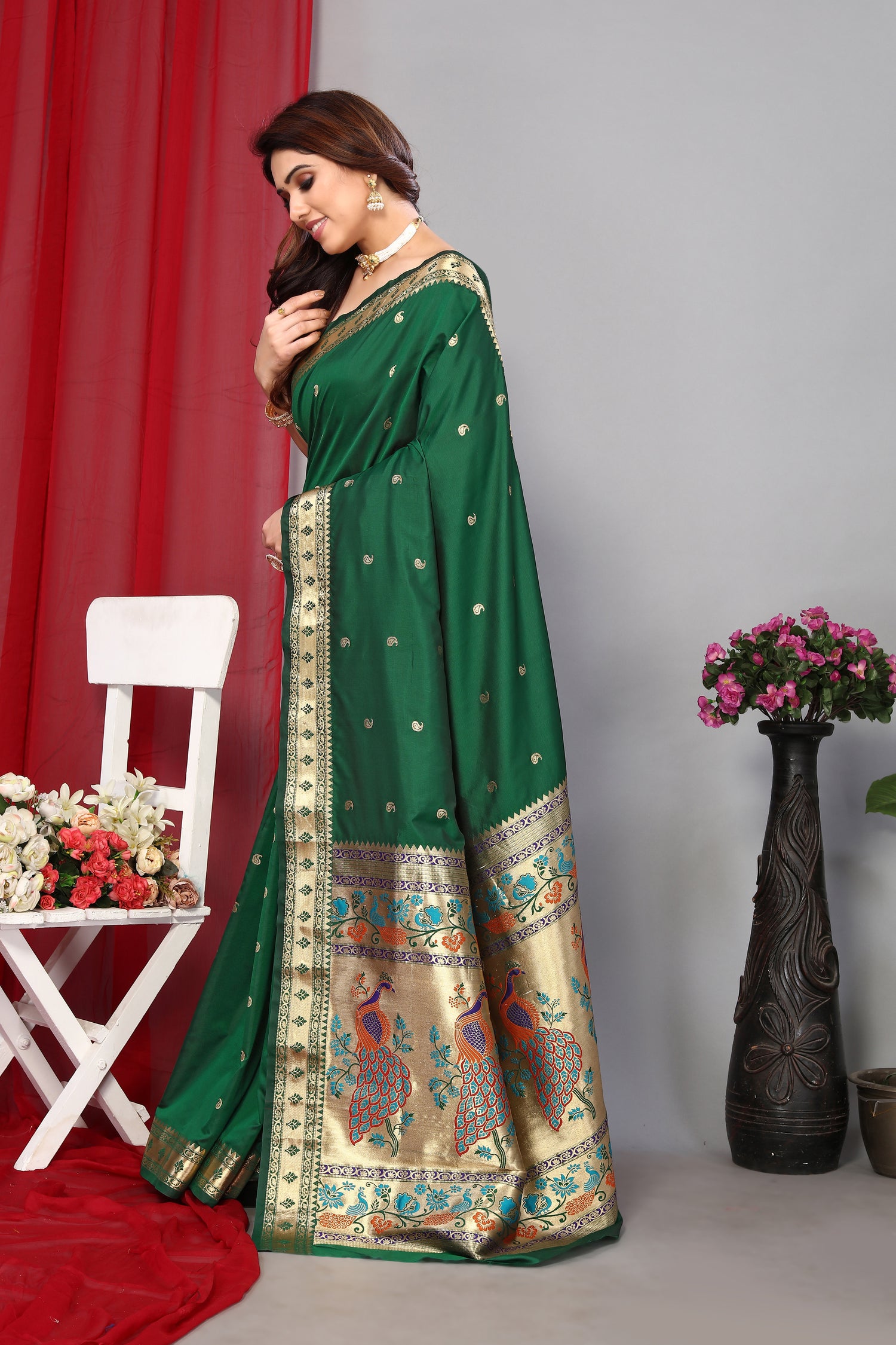 Paithani Silk Classic Green Saree