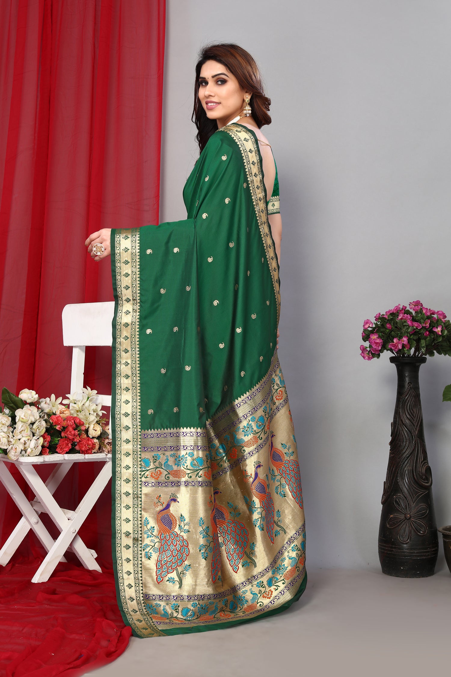 Paithani Silk Classic Green Saree