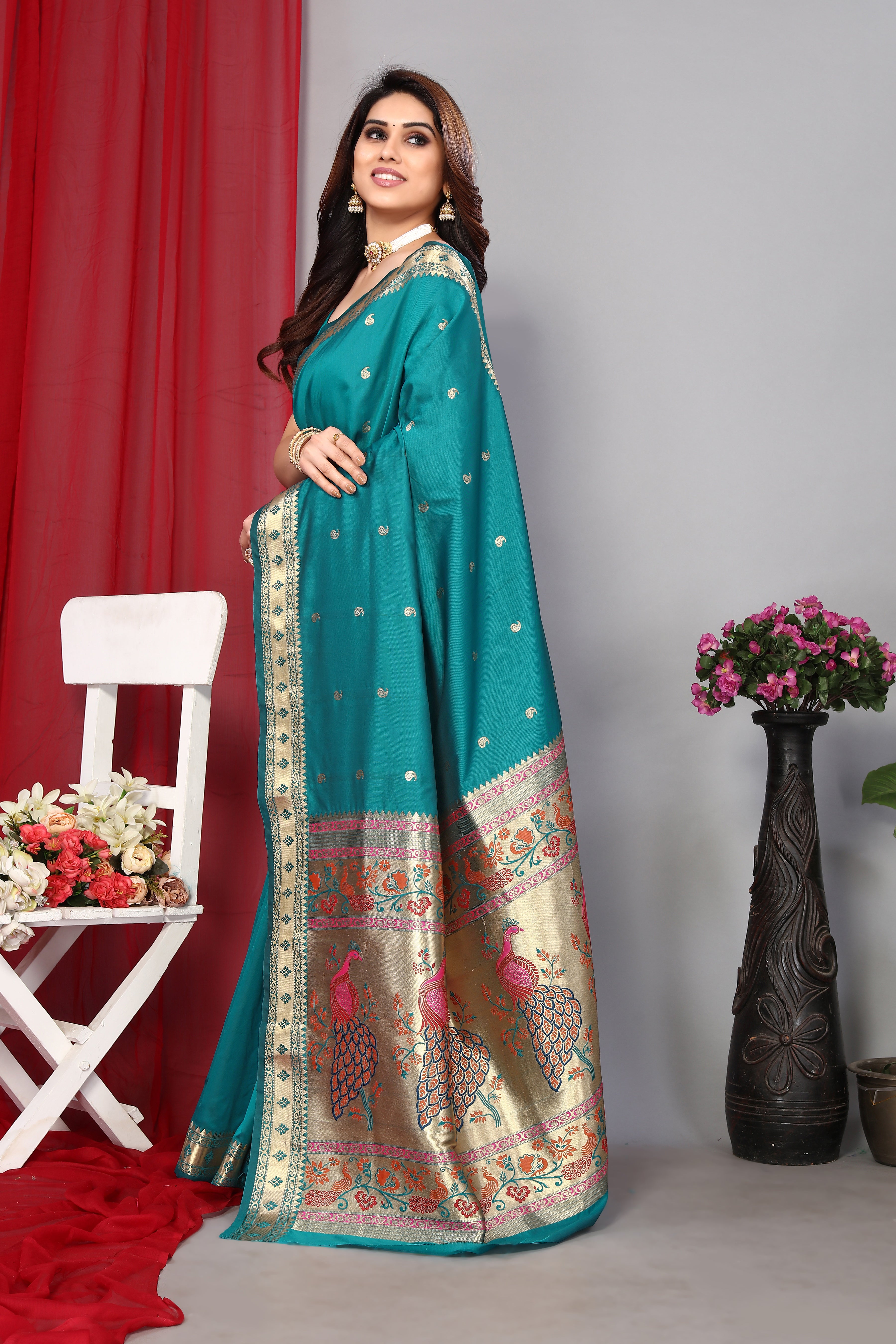 Paithani Silk Classic Blue Color Saree