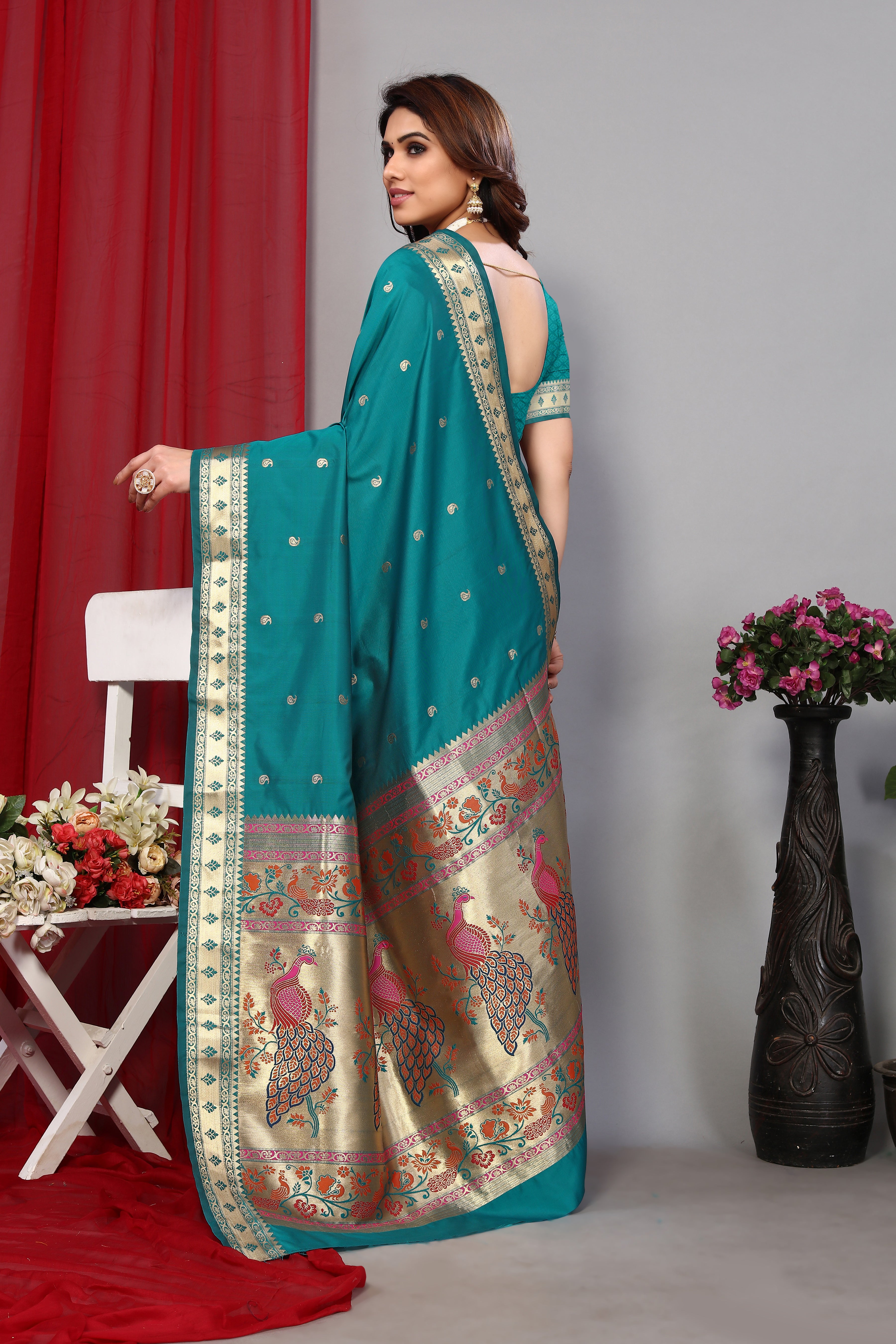 Paithani Silk Classic Blue Color Saree