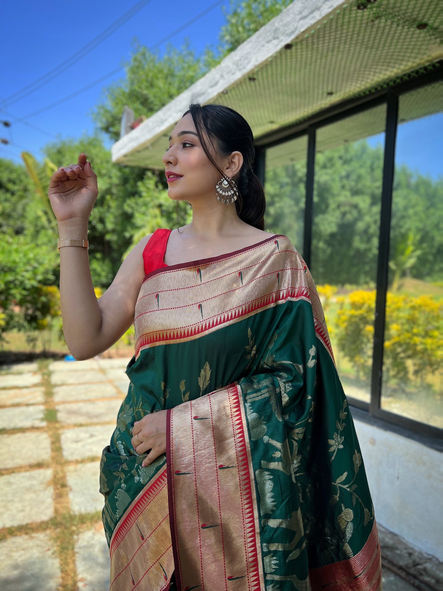 Traditional Green Color Pure Silk Saree