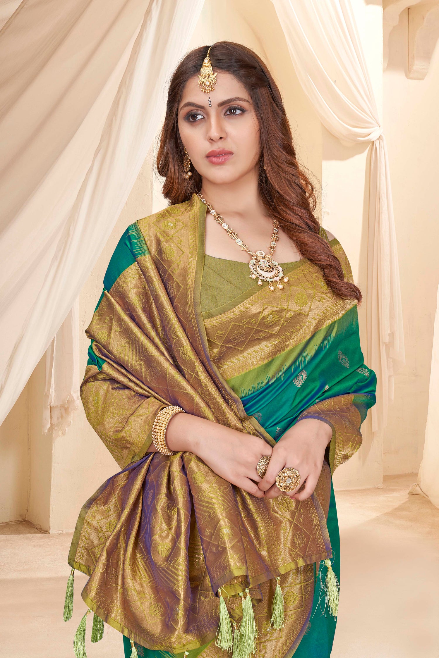 Dark Green Wedding Wear Pure Silk Saree