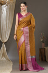 Latest Design Silk Yellow Color Designer Saree