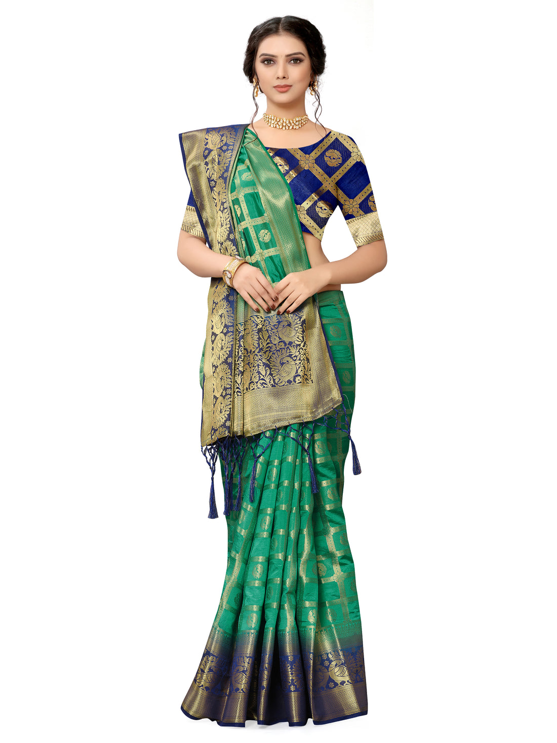 Royal Golden Green Banarasi Silk Saree