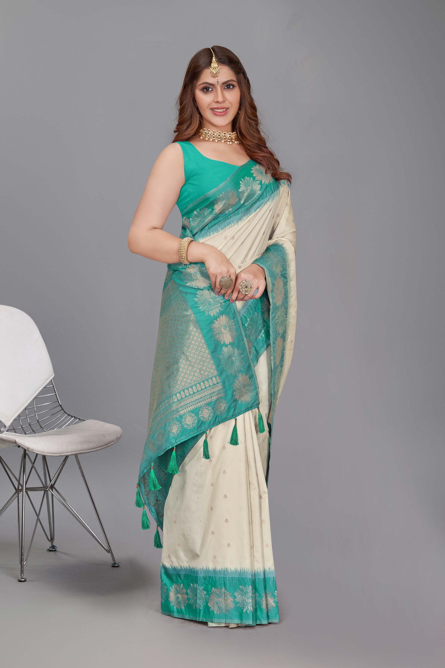 White Color Pure Silk Heavy Saree