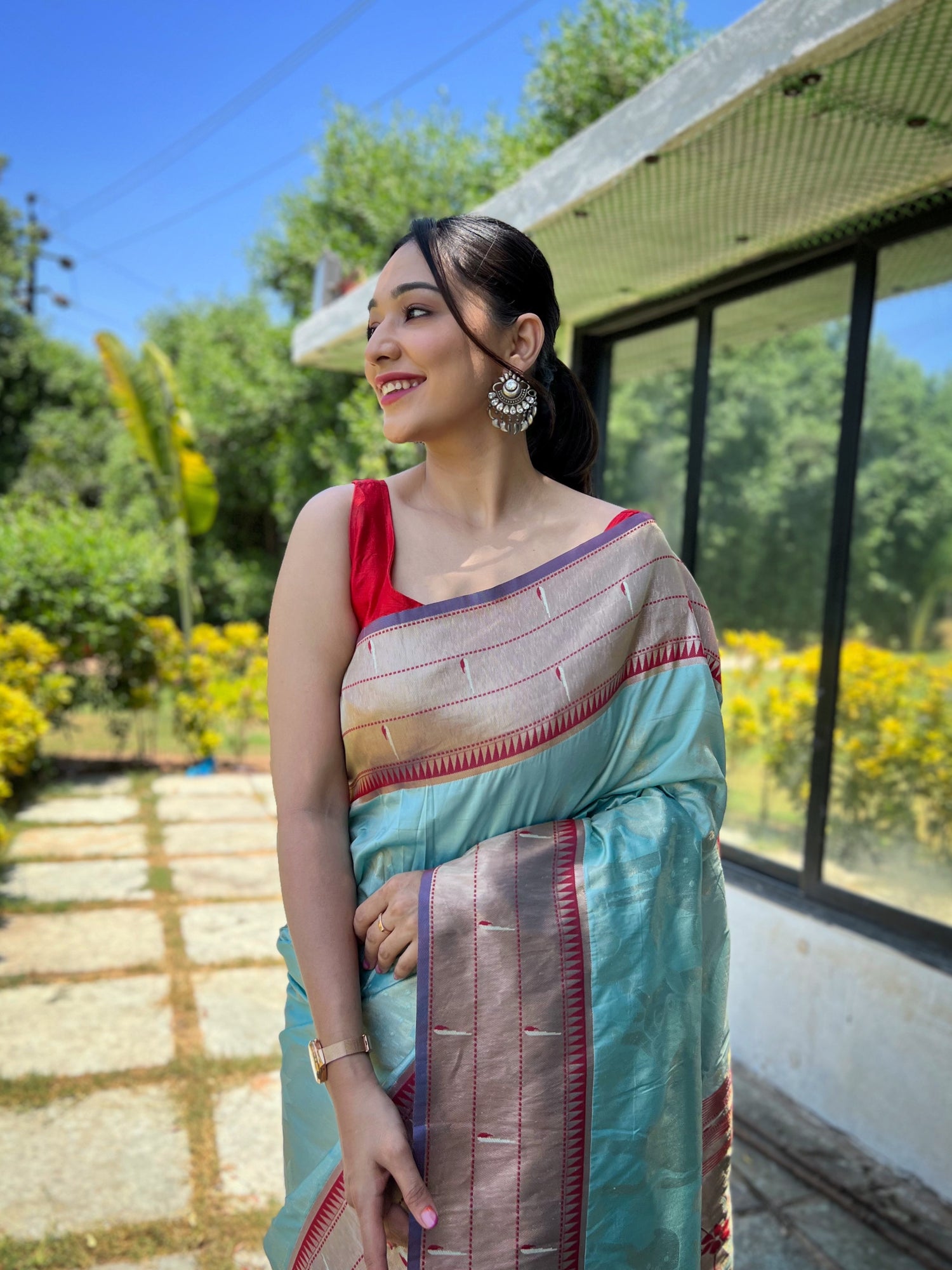 Pure Silk Latest Design Blue Saree
