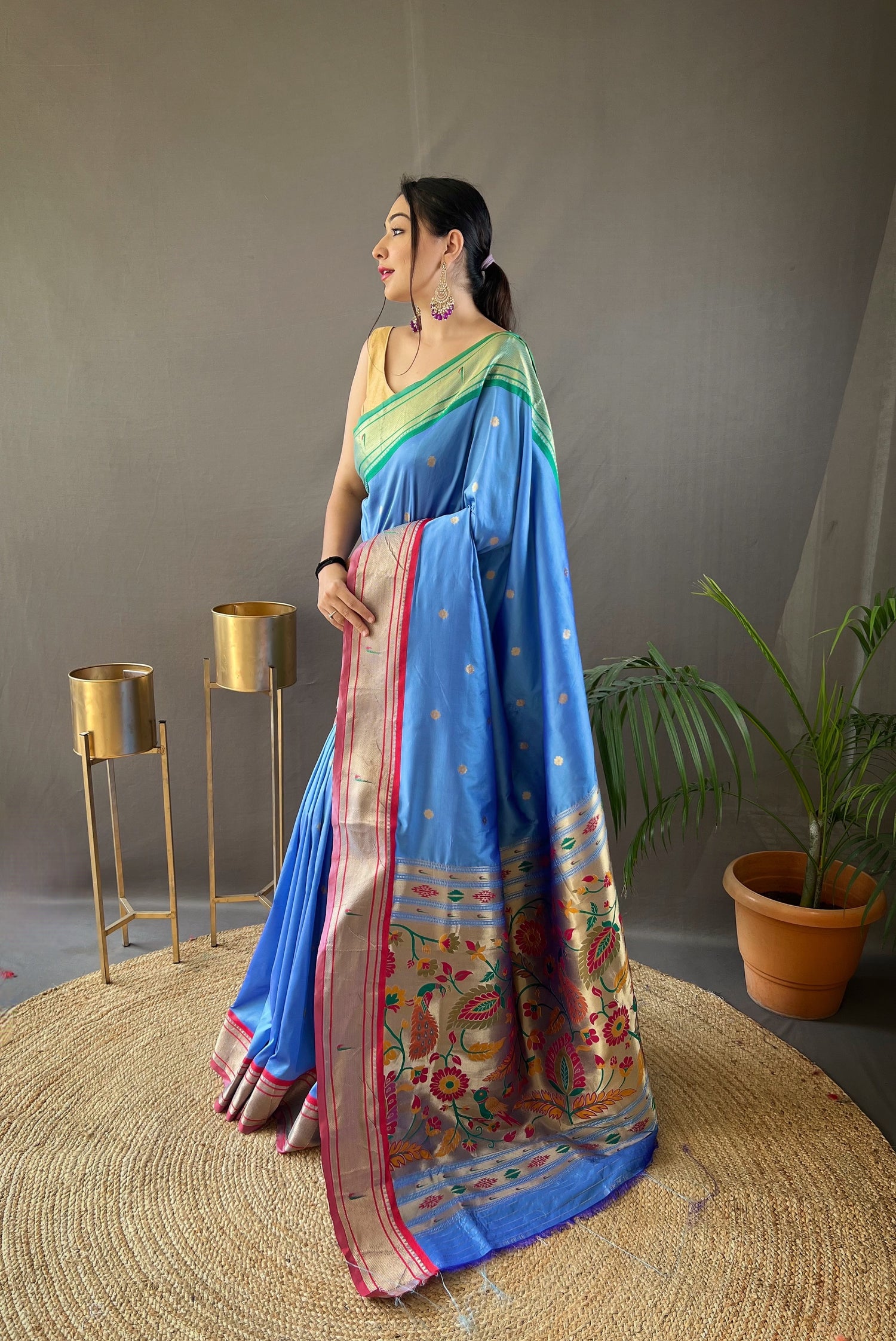 Sky Blue Luxury Pure Silk Saree