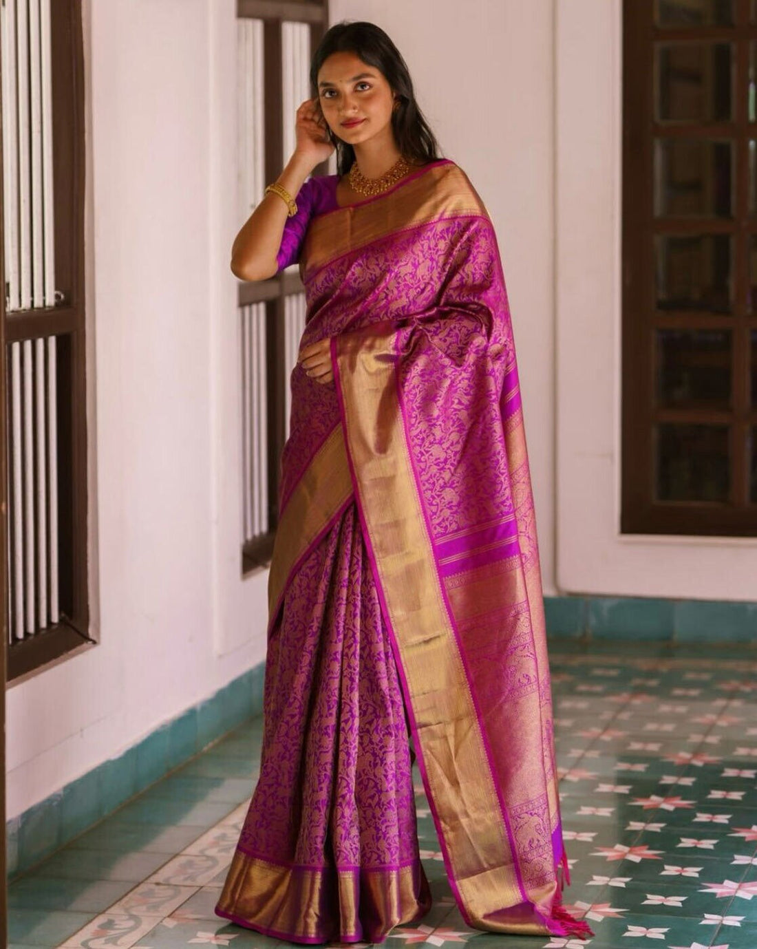 Kanjivaram Silk Pink Party Wear Saree