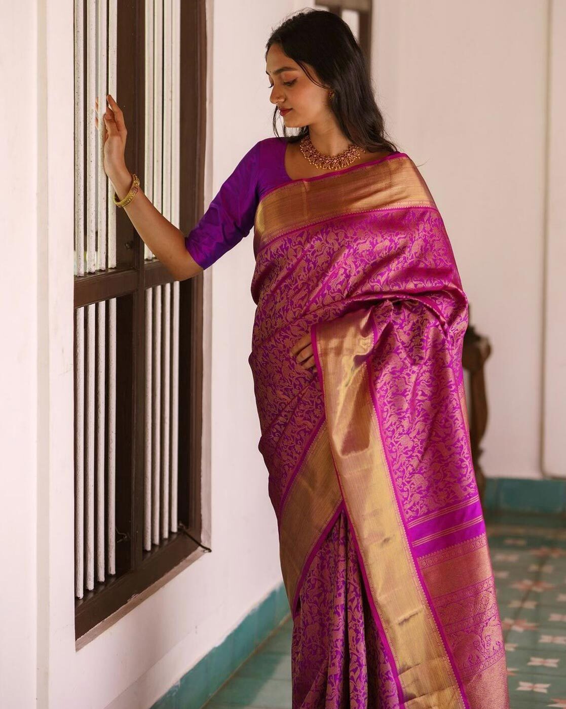 Kanjivaram Silk Pink Party Wear Saree