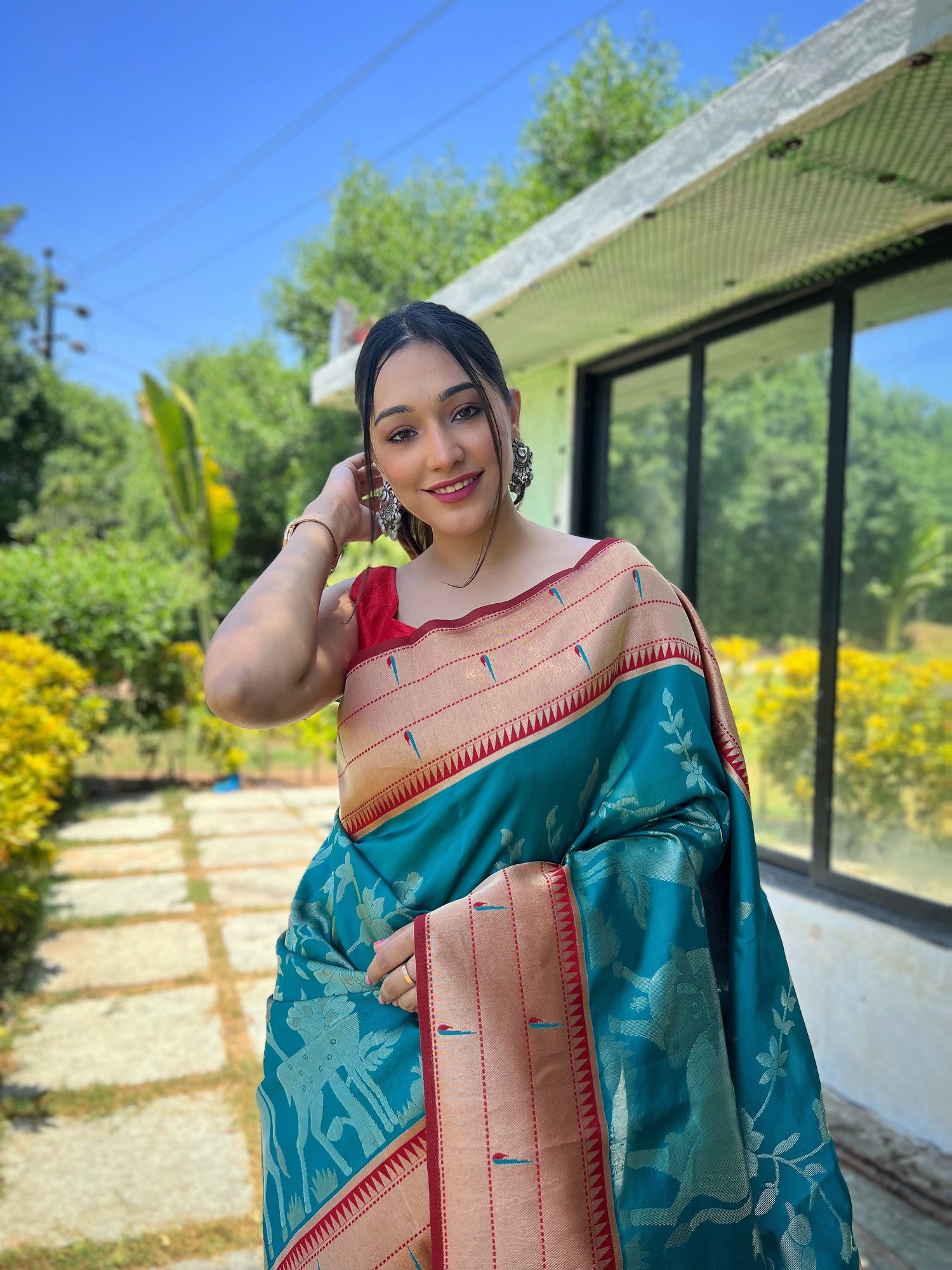 New Collection Blue Color Pure Silk Saree