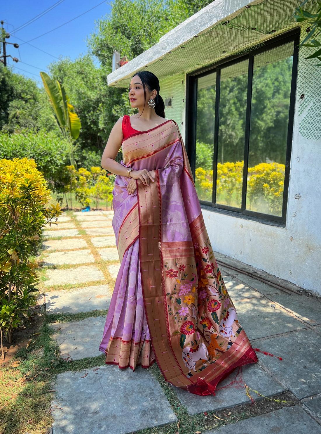 Latest Embroidery &amp; Sequence Work Pink Saree