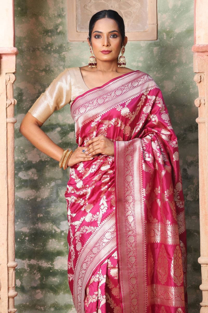 Red Printed Soft Banarasi Silk Designer Saree
