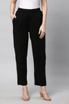 Relaxed Straight Leg Trousers ( Black )