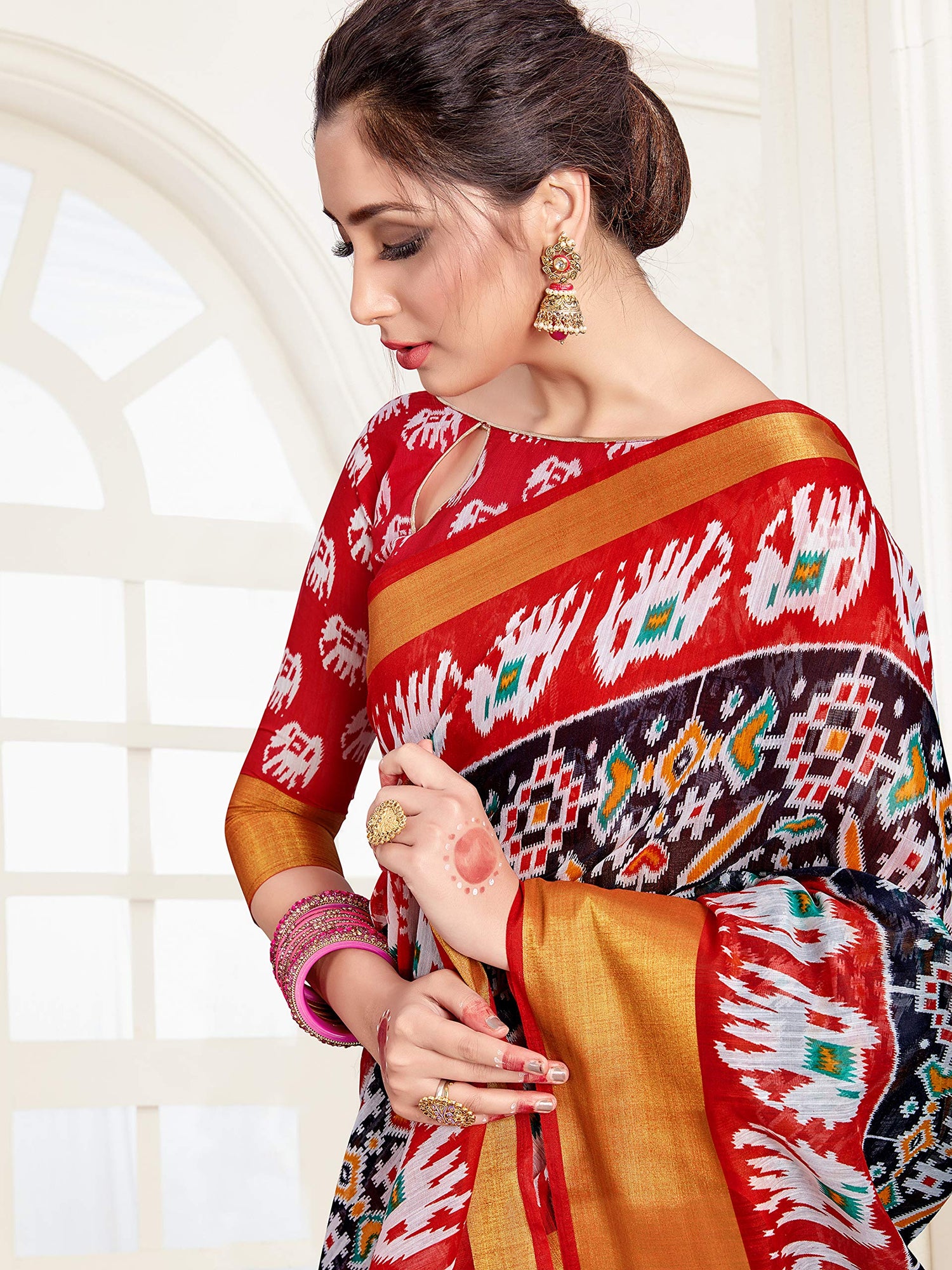 Pure Linen Black Saree