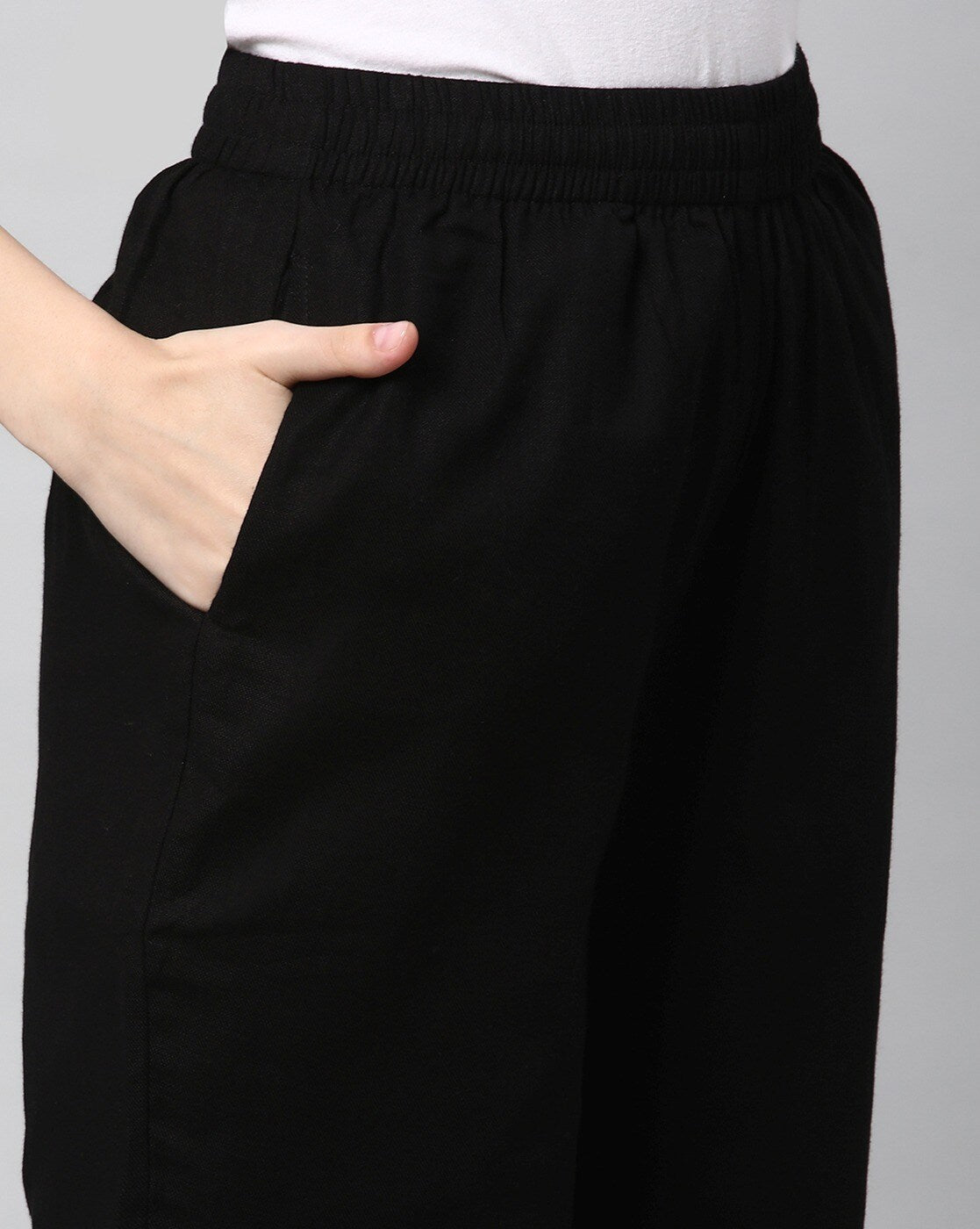 Relaxed Straight Leg Trousers ( Black )