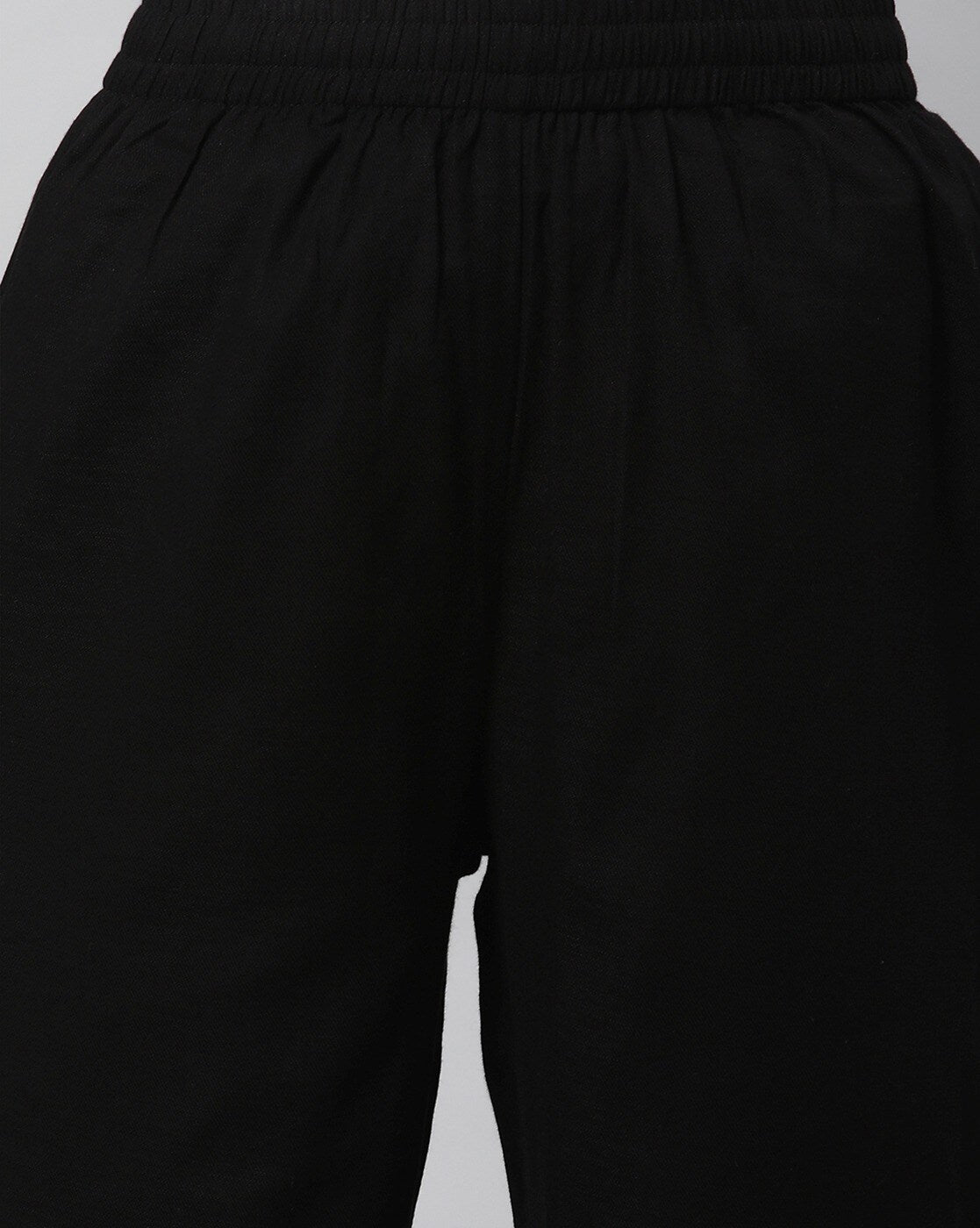 Relaxed Straight Leg Trousers ( Black )