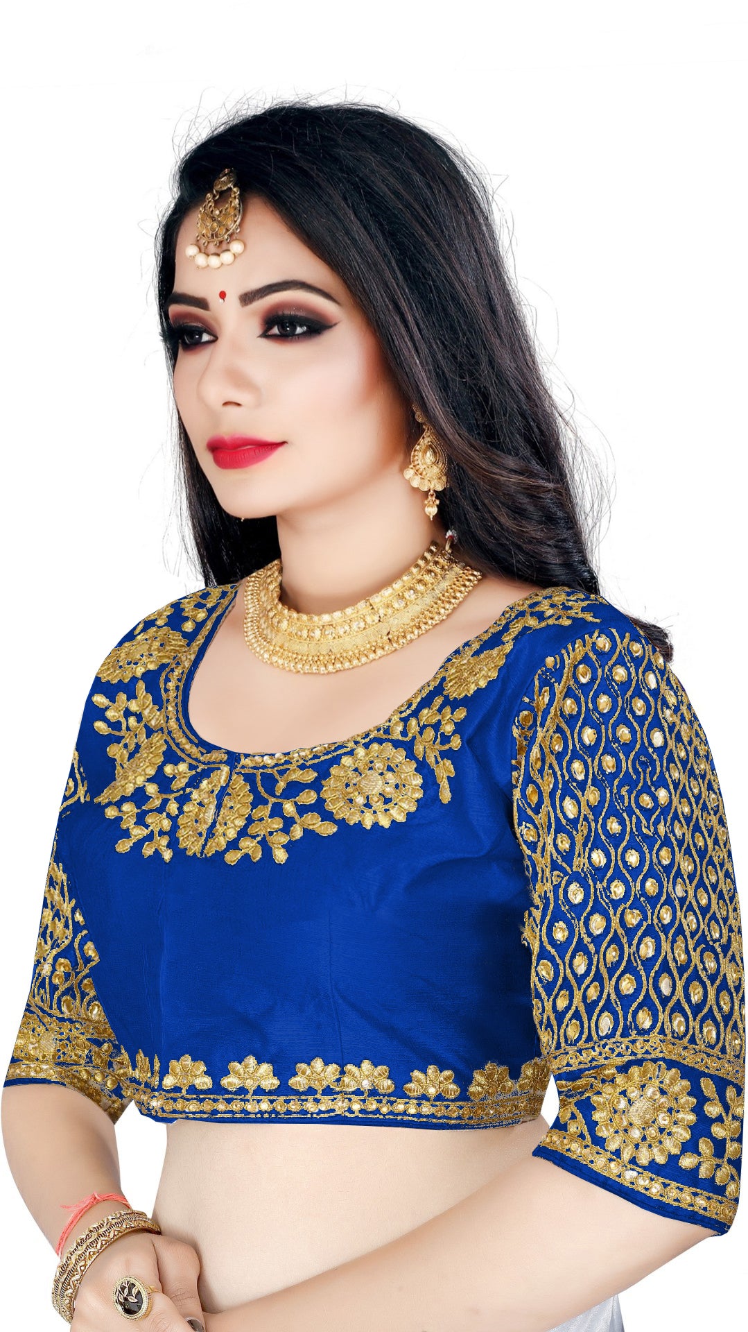 Satin Silk Free Size Party Wear Readymade Blouse