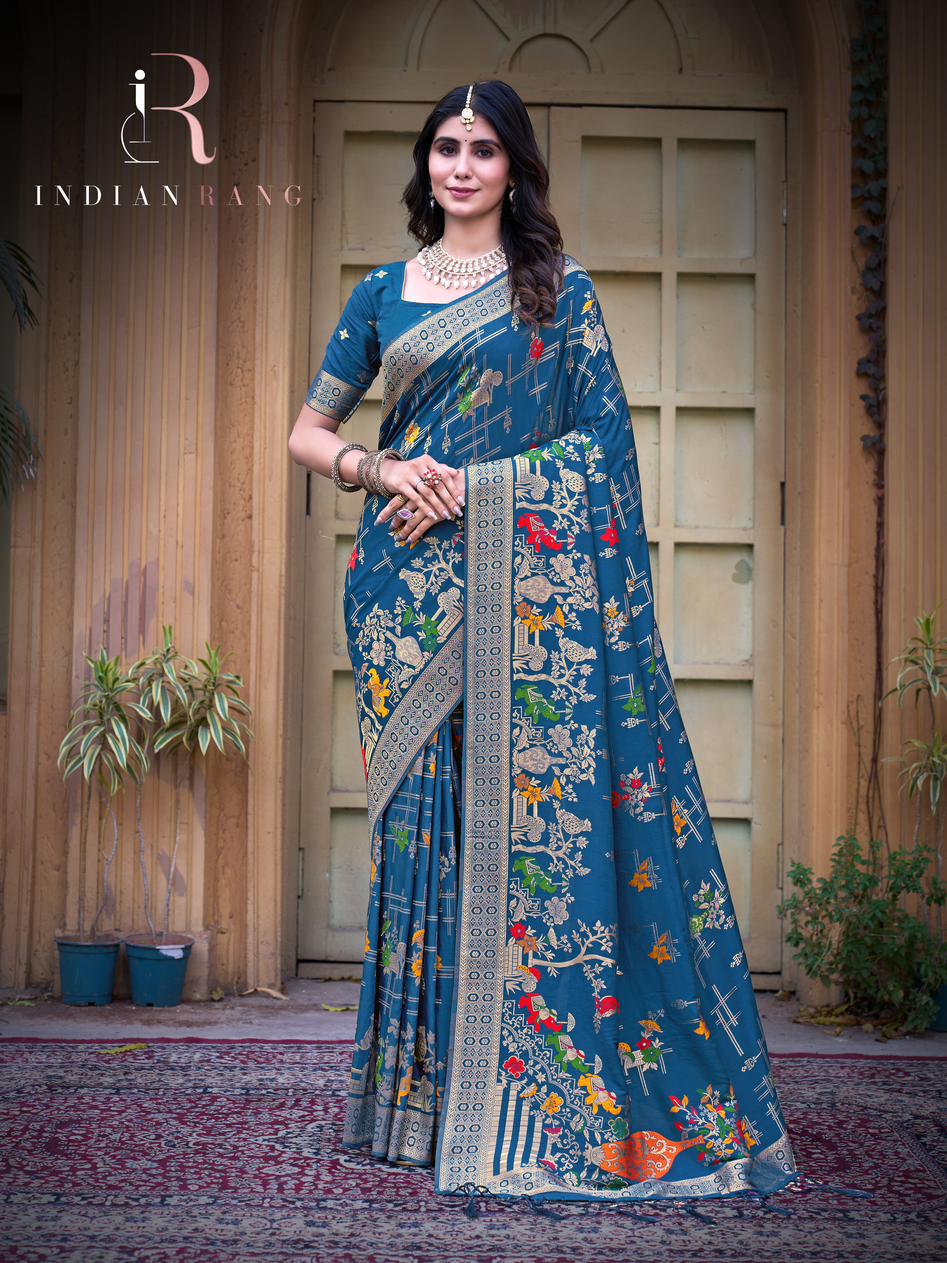 Party Wear Pure Silk Blue Trendy Saree