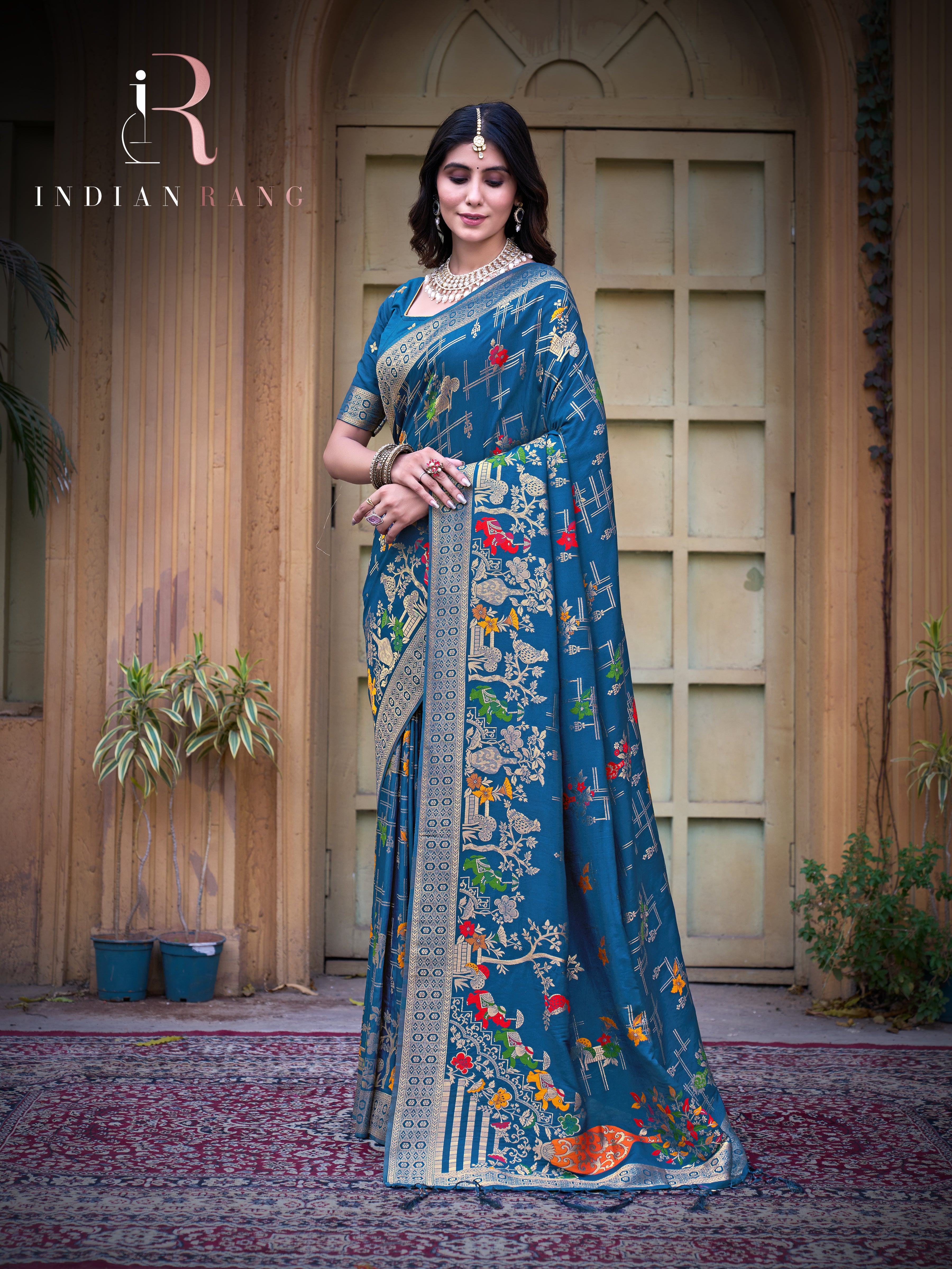 Party Wear Pure Silk Blue Trendy Saree