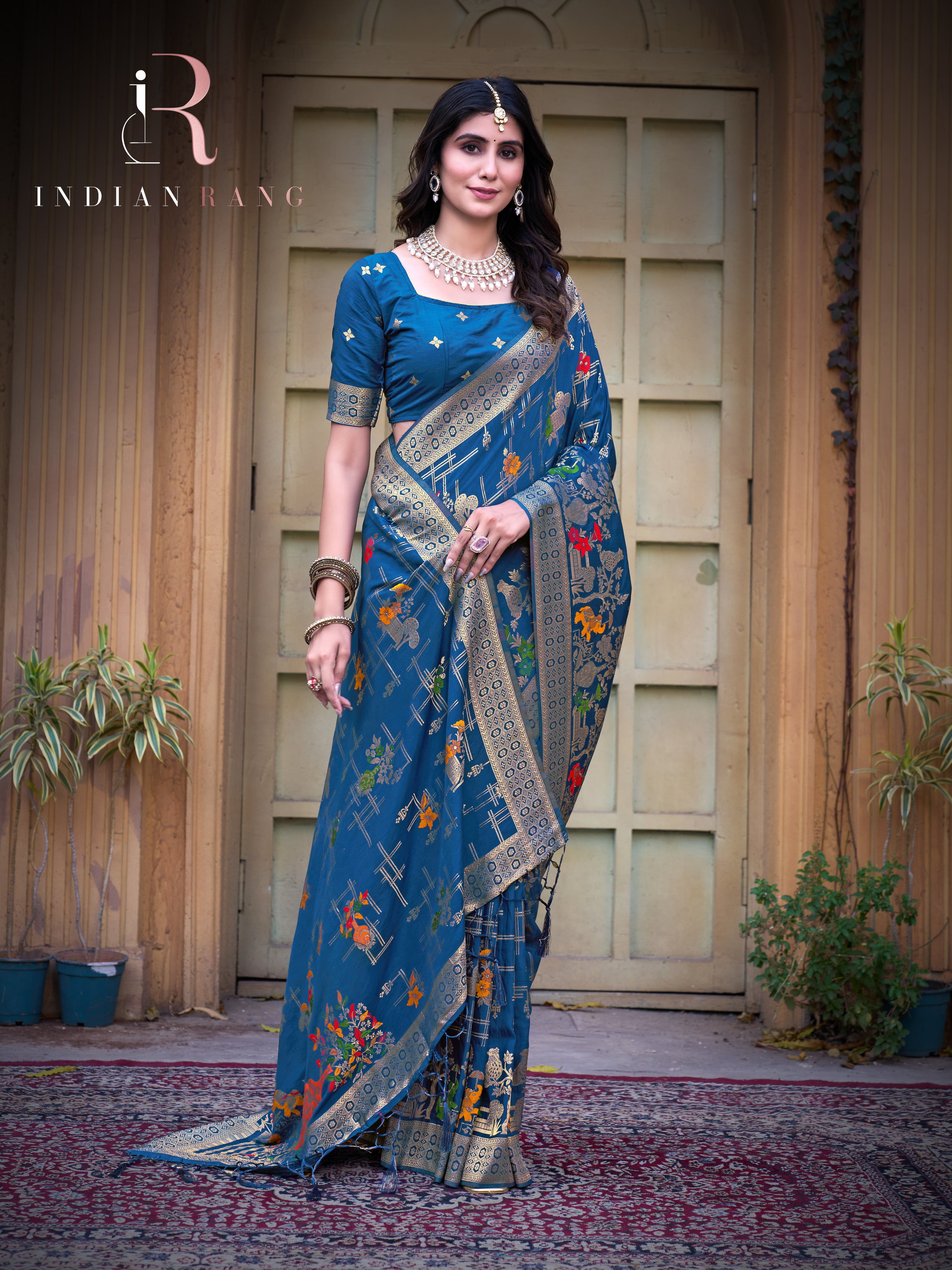 Party Wear Pure Silk Blue Trendy Saree