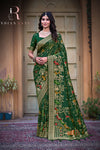 Elegant Pure Silk Green Color Latest Saree