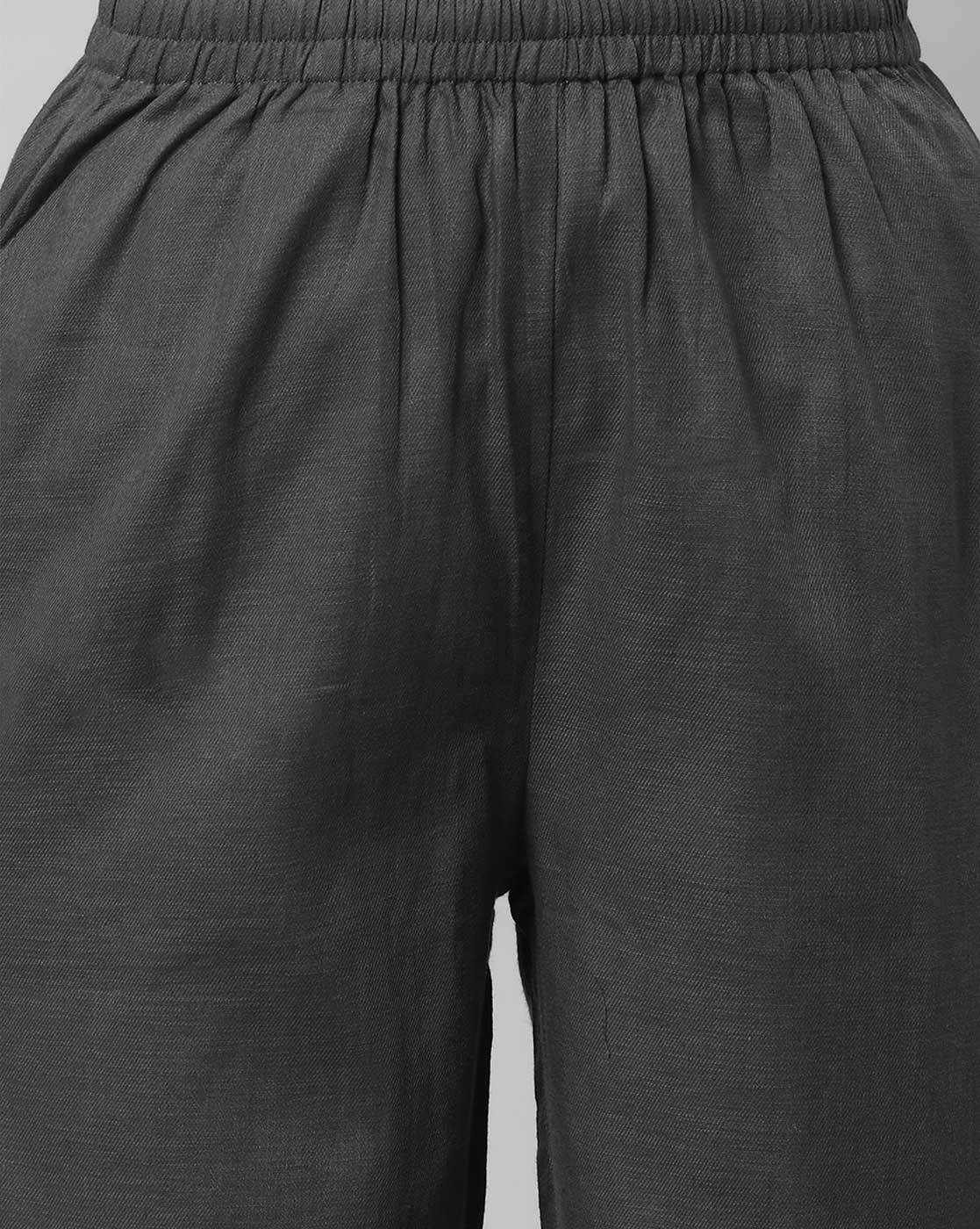 Relaxed Straight Leg Trousers ( Grey )