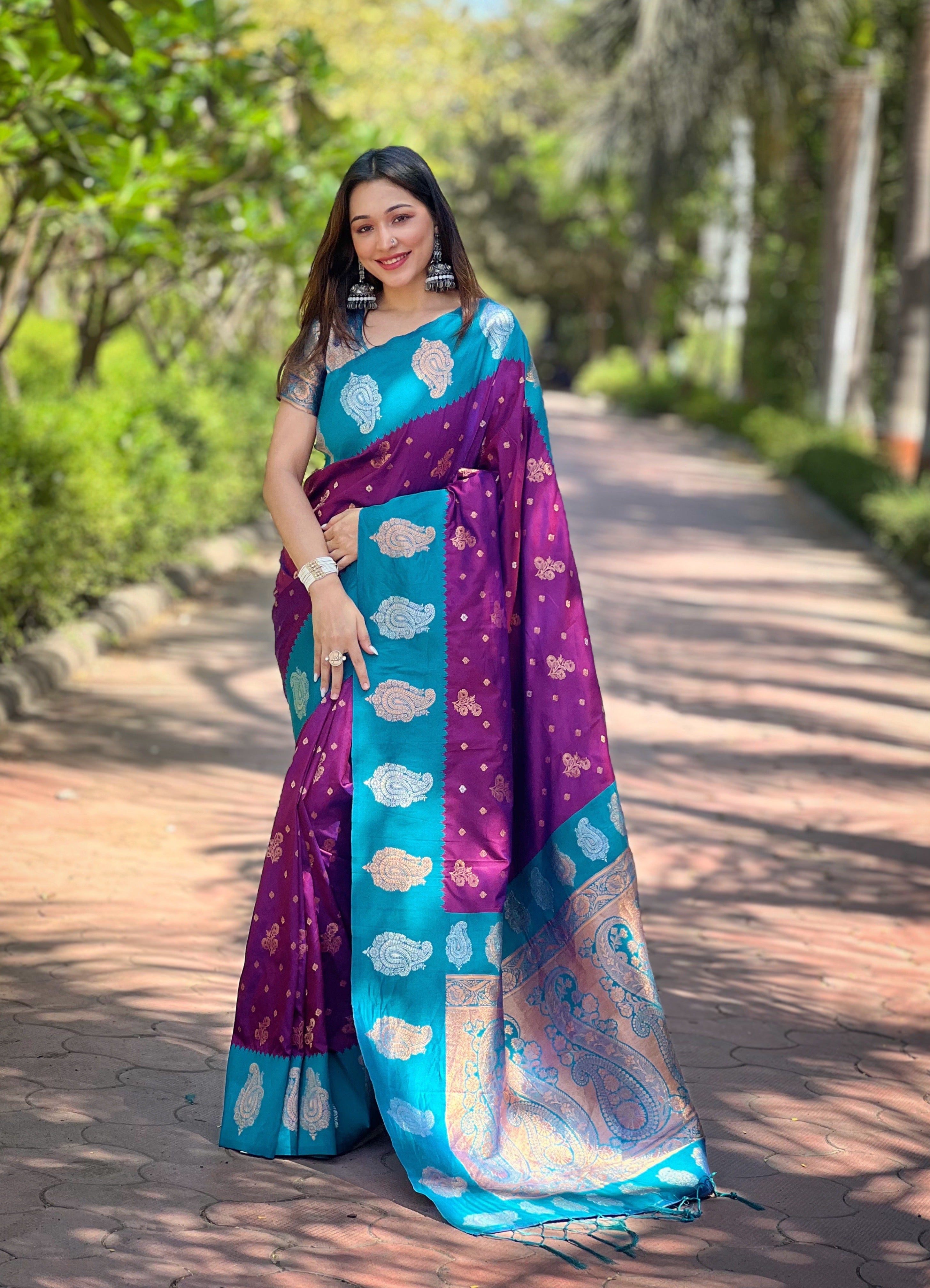 New Arrive Paithani Silk Purple Color Saree
