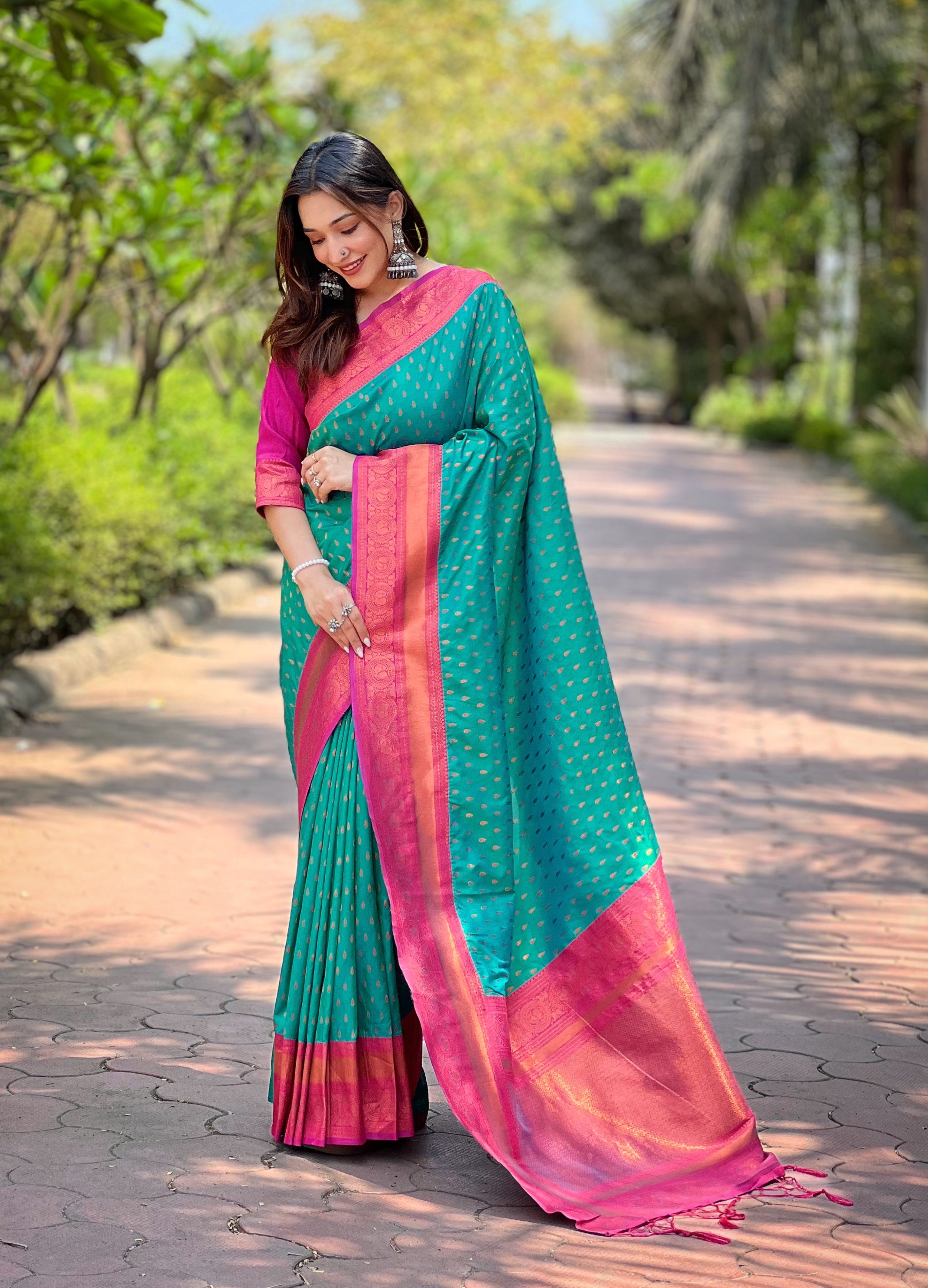 Party Wear Green Paithani Silk Soft Saree