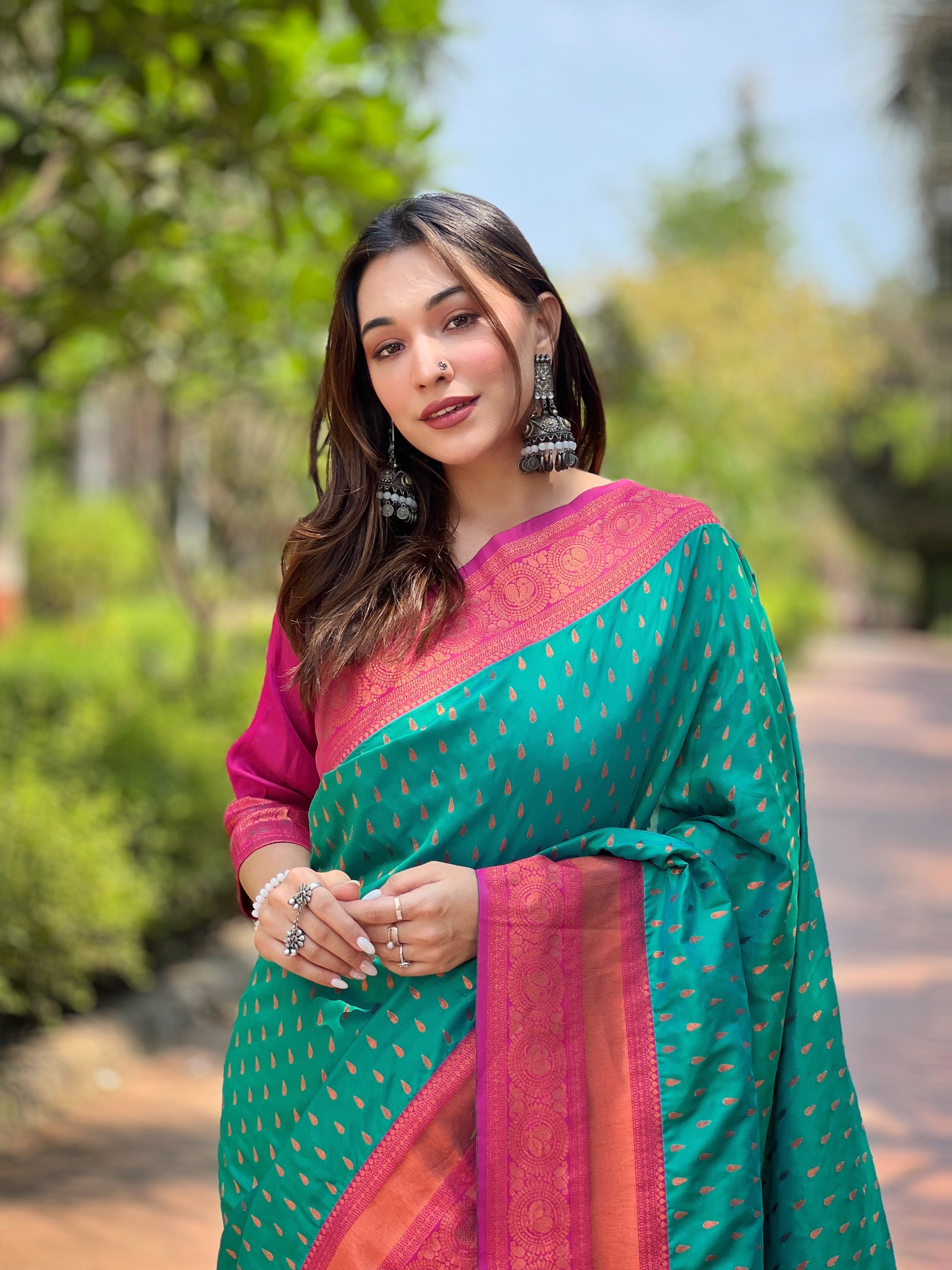 Party Wear Green Paithani Silk Soft Saree